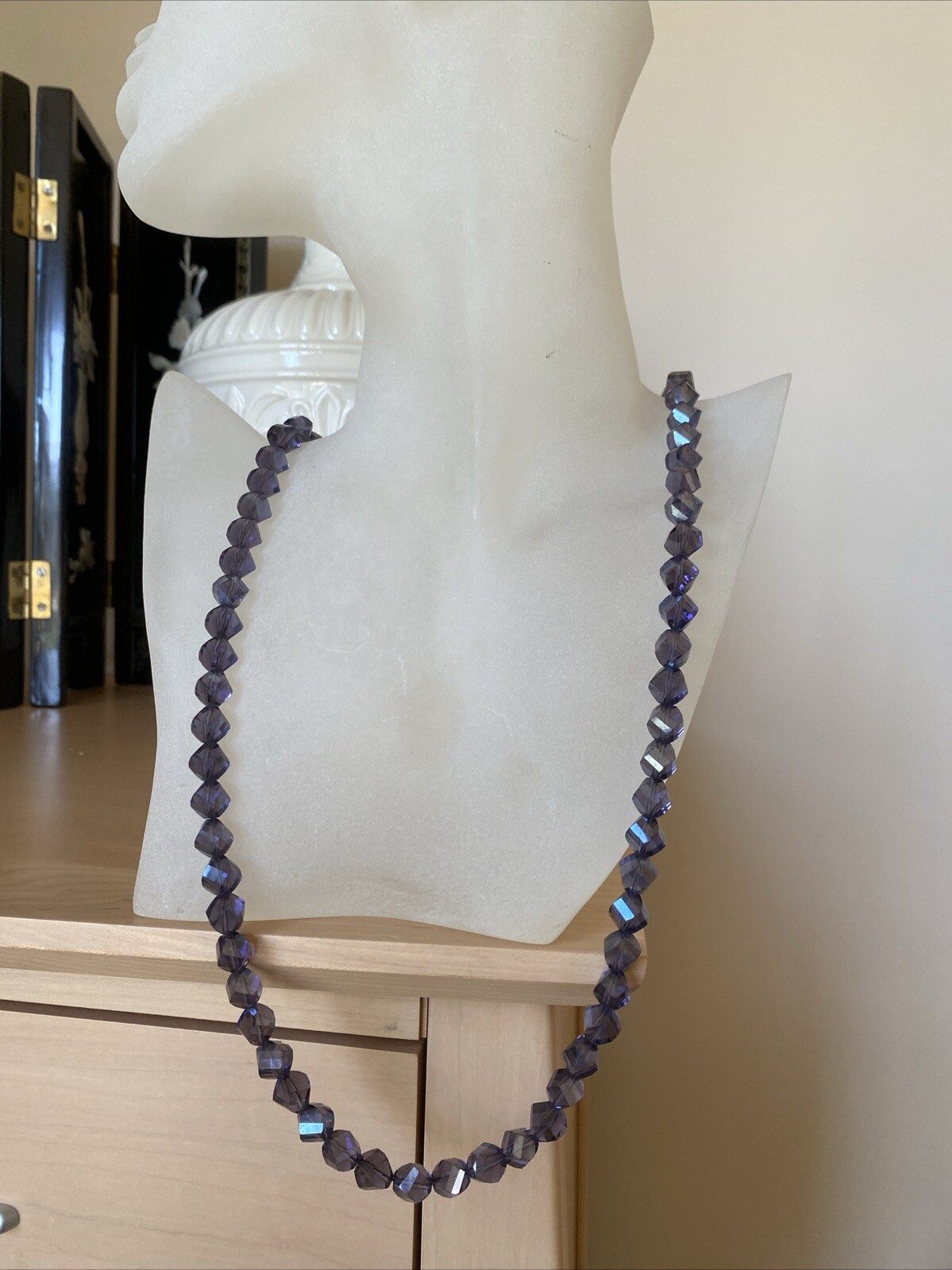 Vintage Czech Art Glass Necklace Estate Jewelry Pre-owned Flapper Girl Style 28″