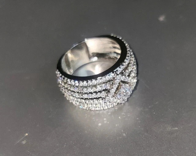 2.20Ct Round Moissanite Multi-Row Cocktail Engagement Ring 14K White Gold Plated