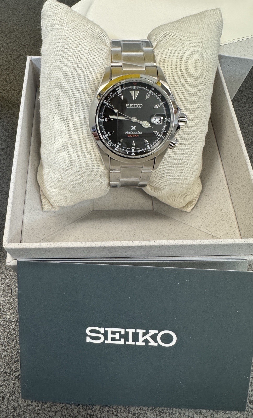 Seiko Prospex Alpinist Black Dial Steel Bracelet Watch SPB117 New With Tag Japan