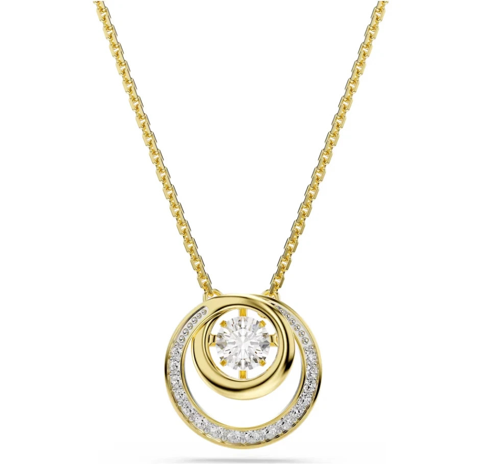 Swarovski Hyperbola pendant Round cut, White, Gold-tone plated