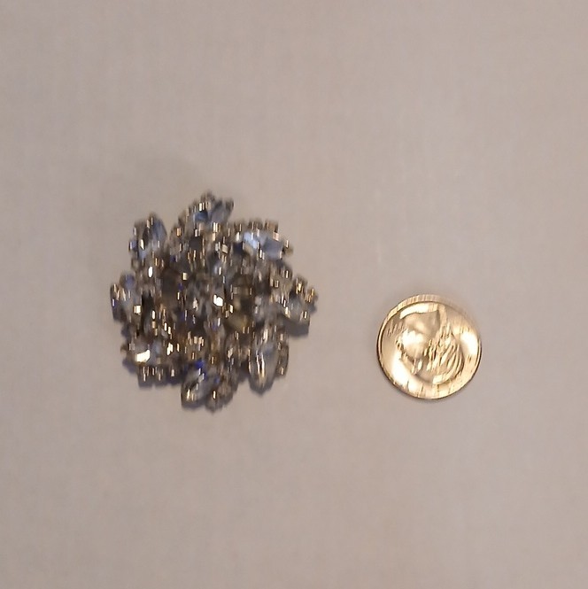 Sparkly Vintage like Silver Tone Clear Rhinestone Floral Leaf Brooch/Pin nice.