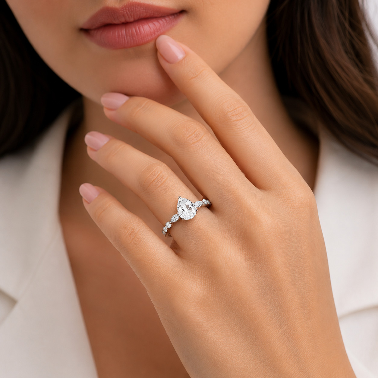 Ananta Jewels 1.35Ct Lab Grown Diamond Engagement Ring in 925 Silver for Women