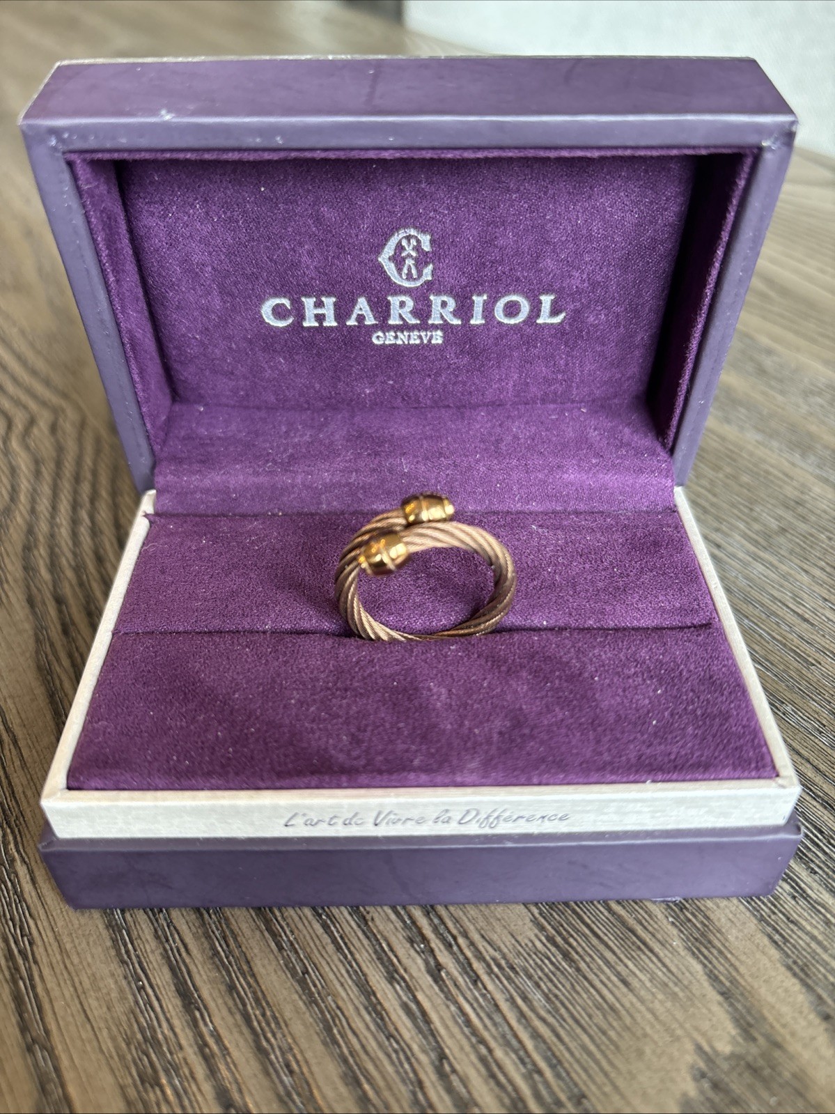Philippe Charriol Celtic rose gold/bronze Cable ring size 9 adjustable Unisex