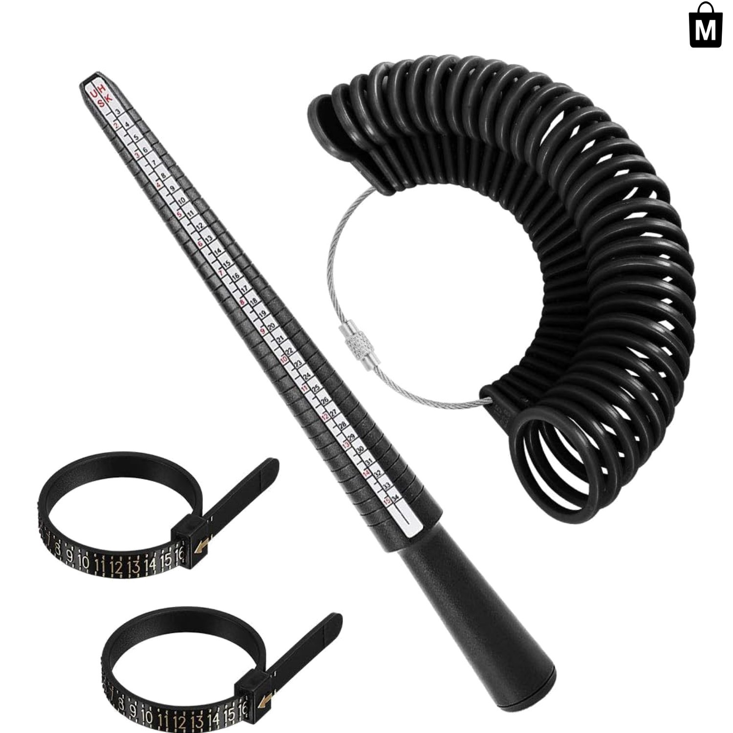 4-Piece Ring Size Measuring Tool Set for Accurate Jewelry Making and Gifting