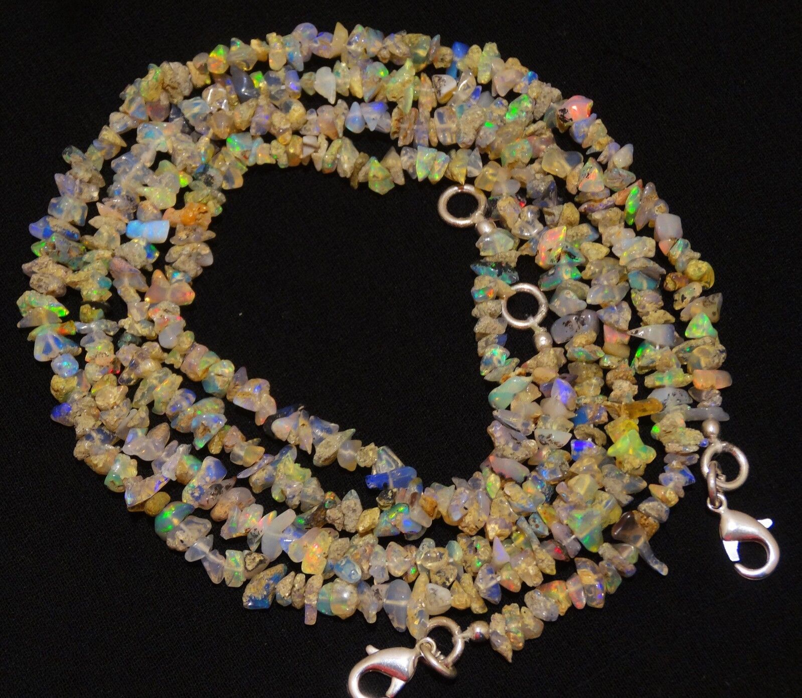 Natural Gem Ethiopian Welo Opal 4 to 5MM Approx. Uncut Beads Necklace 18″ 40Cts.