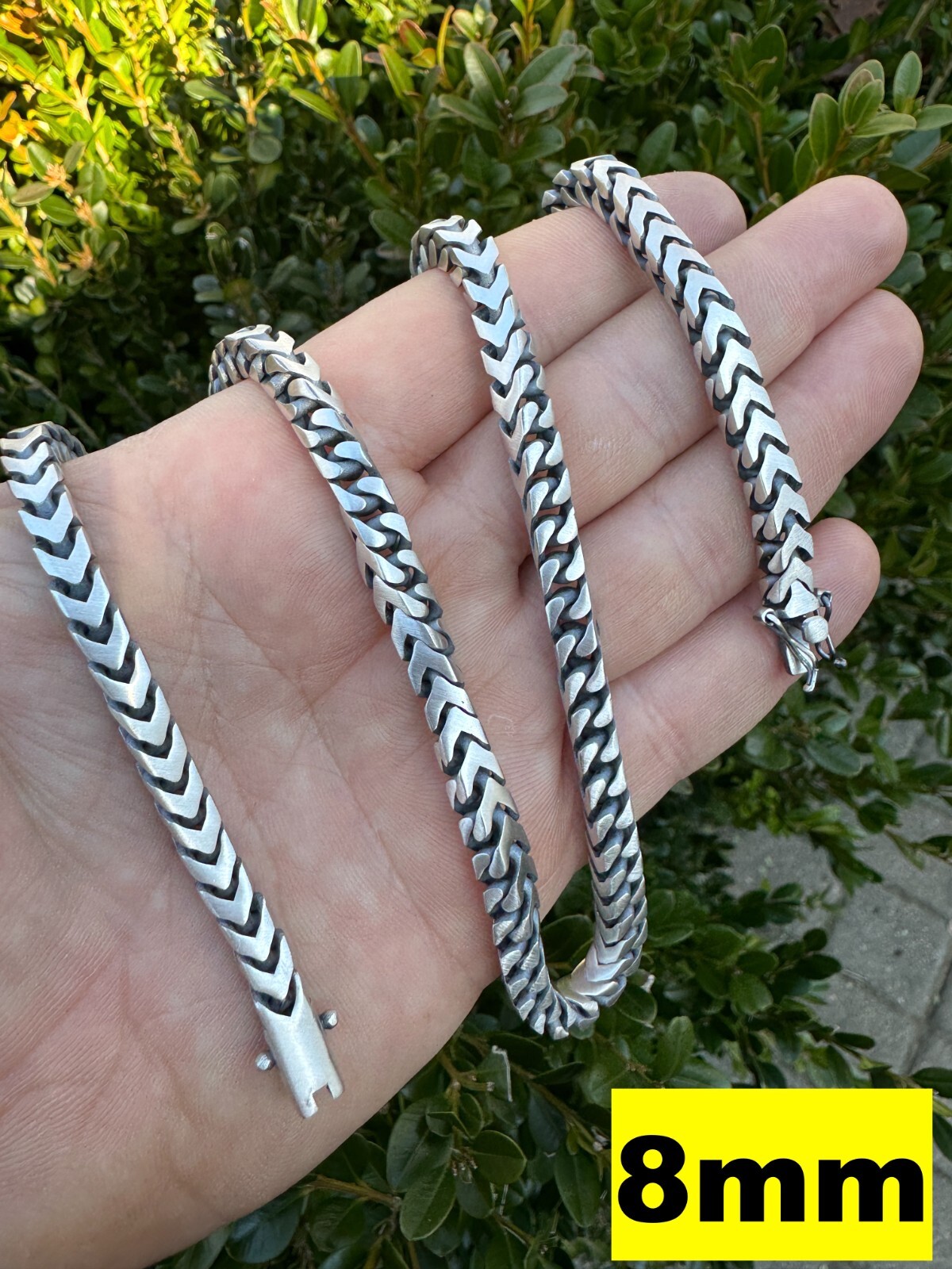 Handmade Franco Chain Necklace Oxidized Real 925 Sterling Silver Box Lock 4-10mm