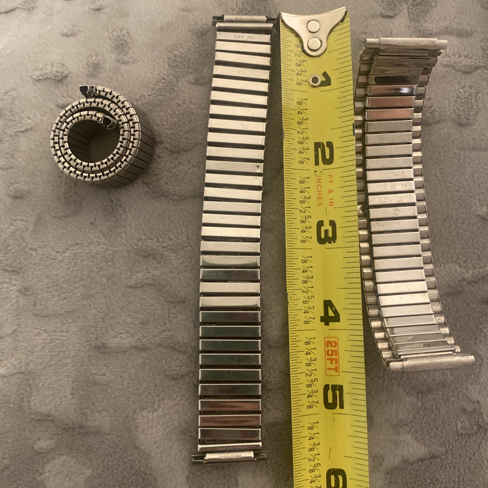 Vintage Flex-On Watch Band Expansion Stainless Steel Pre-Owned Bracelet Lot 3