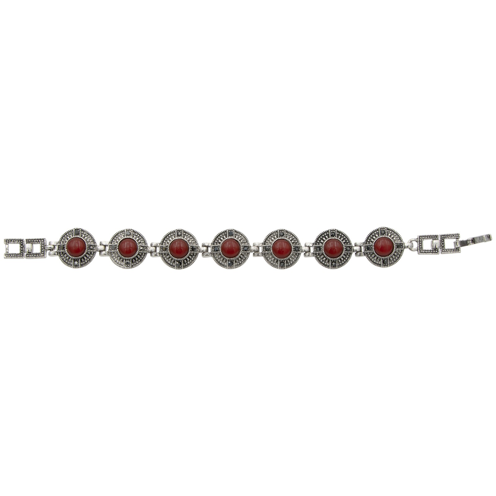 Canyon Sky Vintage Style Red Carnelian and Marcasite 7″ Bracelet