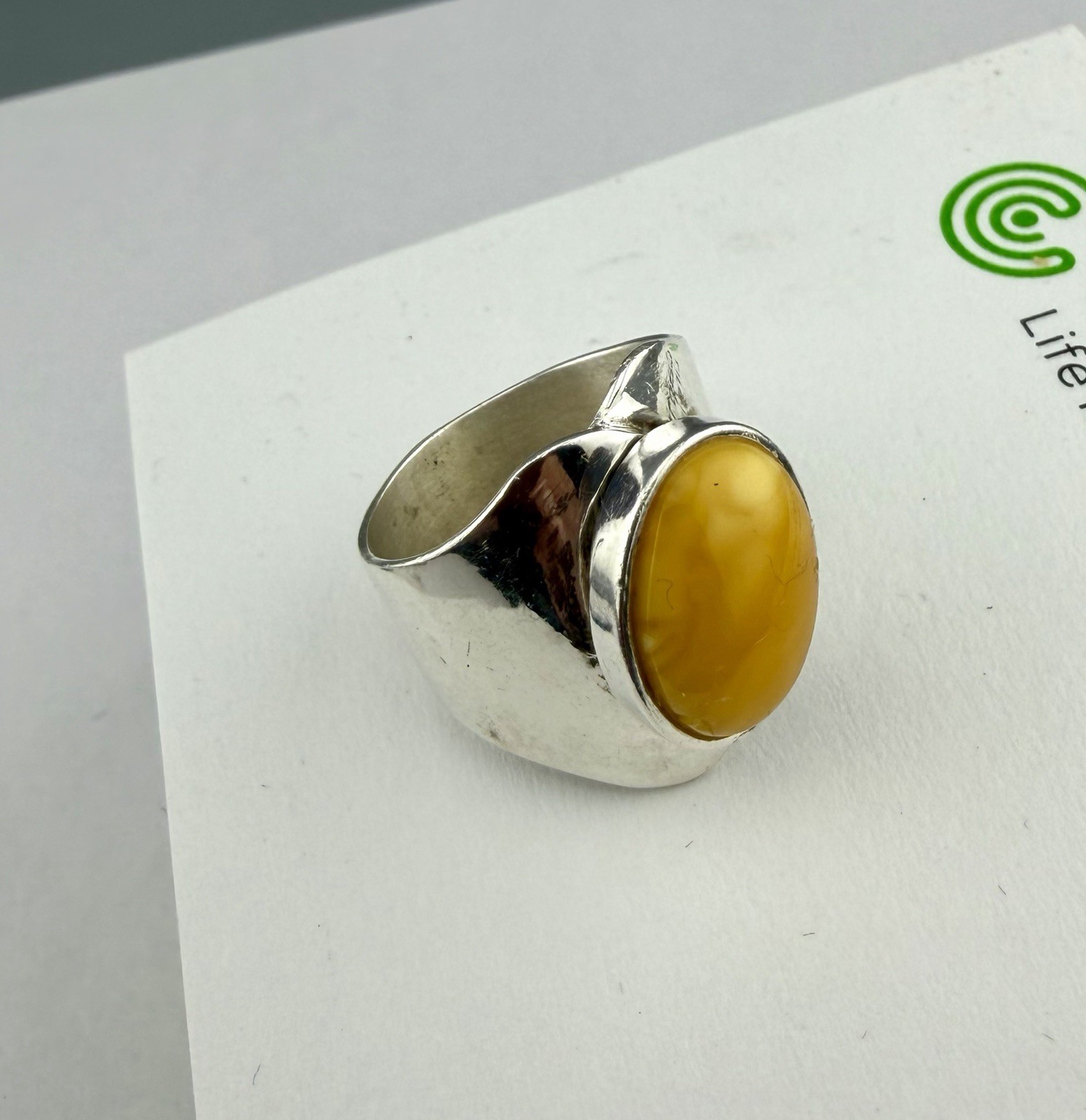 925 Sterling Silver Ring DTR Desert Rose Trading Butterscotch Egg Yolk Amber 7