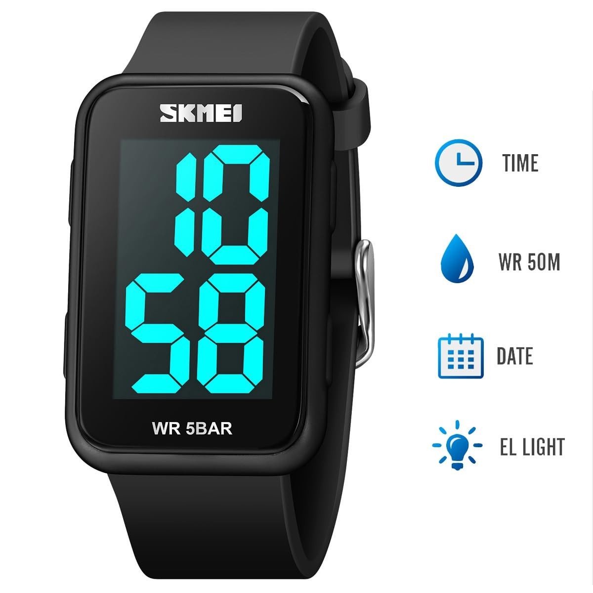 Large Display Waterproof Digital Watch for Men & Women – Stylish & Durable Timep