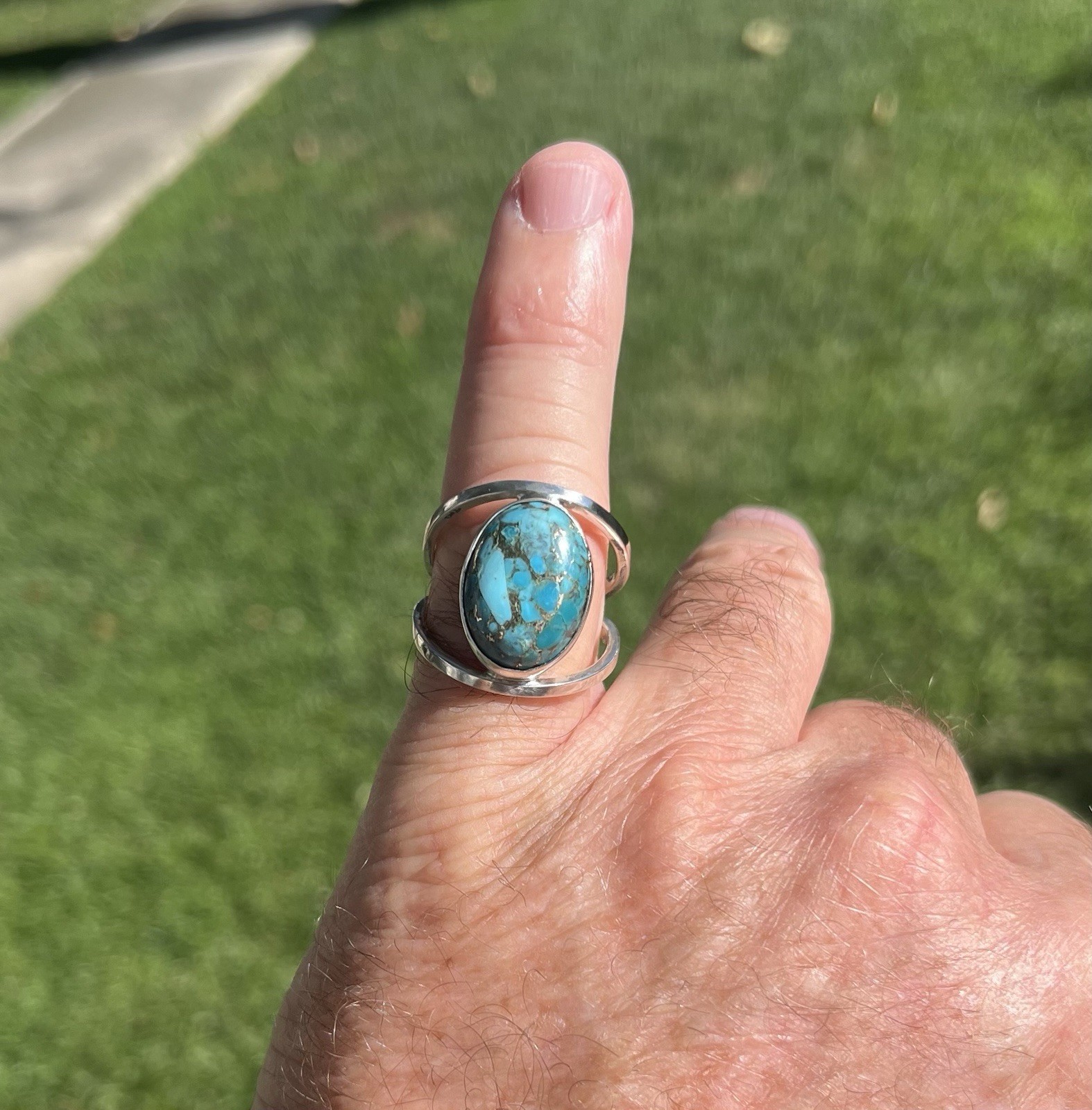 NEW Handmade One Of A Kind Ladies Turquoise Sterling Silver Ring