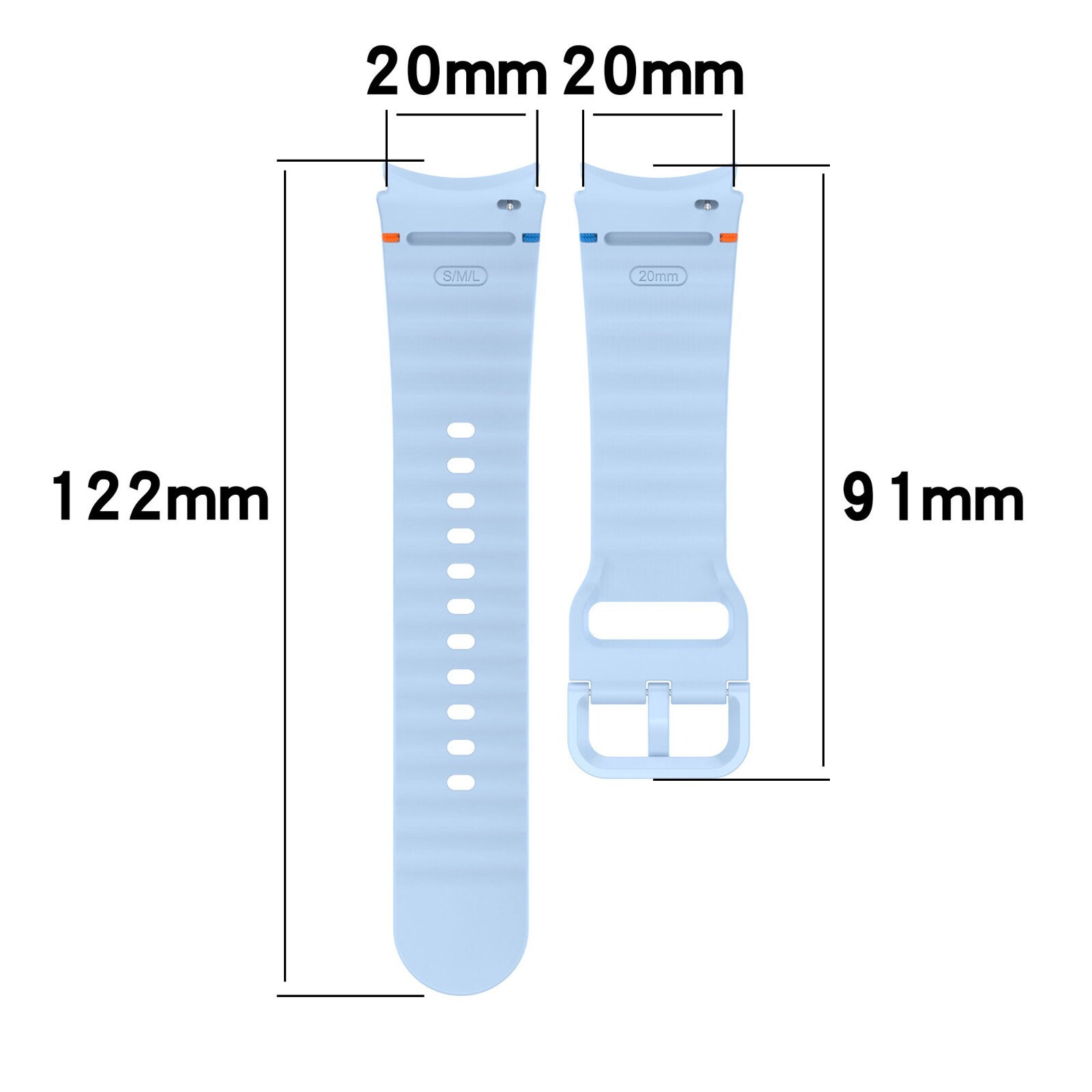 Samsung Galaxy Watch 7 6 Classic 5 Pro 4 3 Active 2 20mm Silicone Strap Band