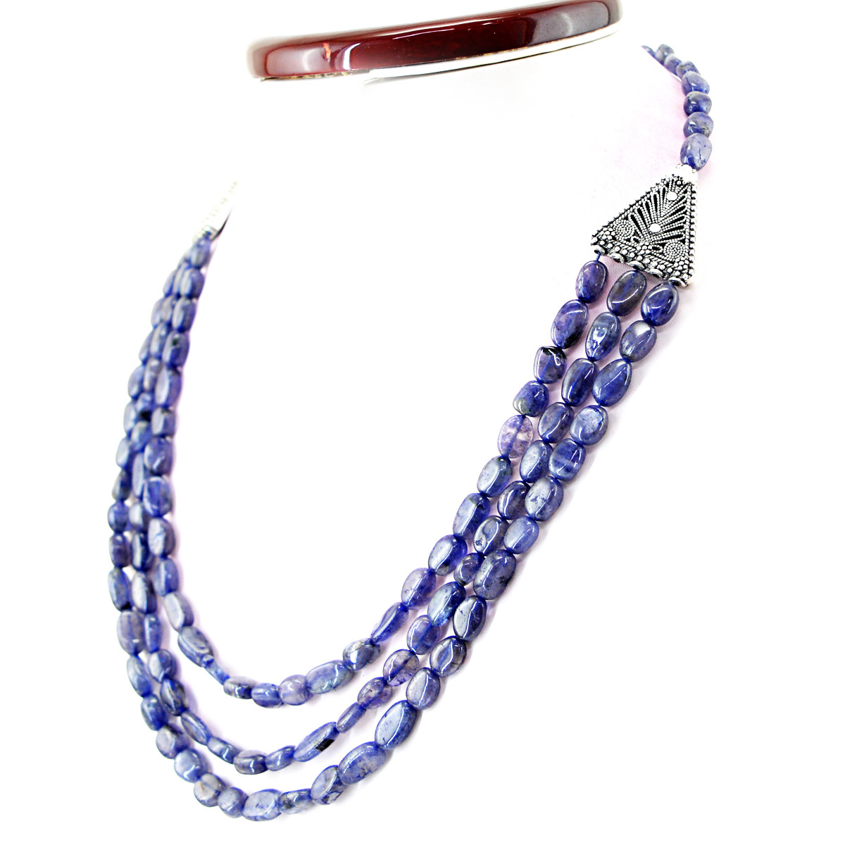 Women Jewellery 309.00 Cts Natural Oval Shape Blue Tanzanite Real Beads Necklace