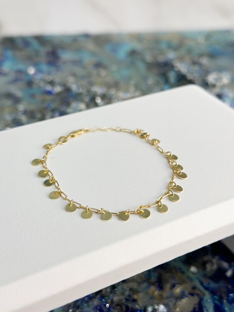 2 -14k Solid Gold Anklet 1mm Paper Clip Link, Adjustable 9 to 9.5 inches, Yellow