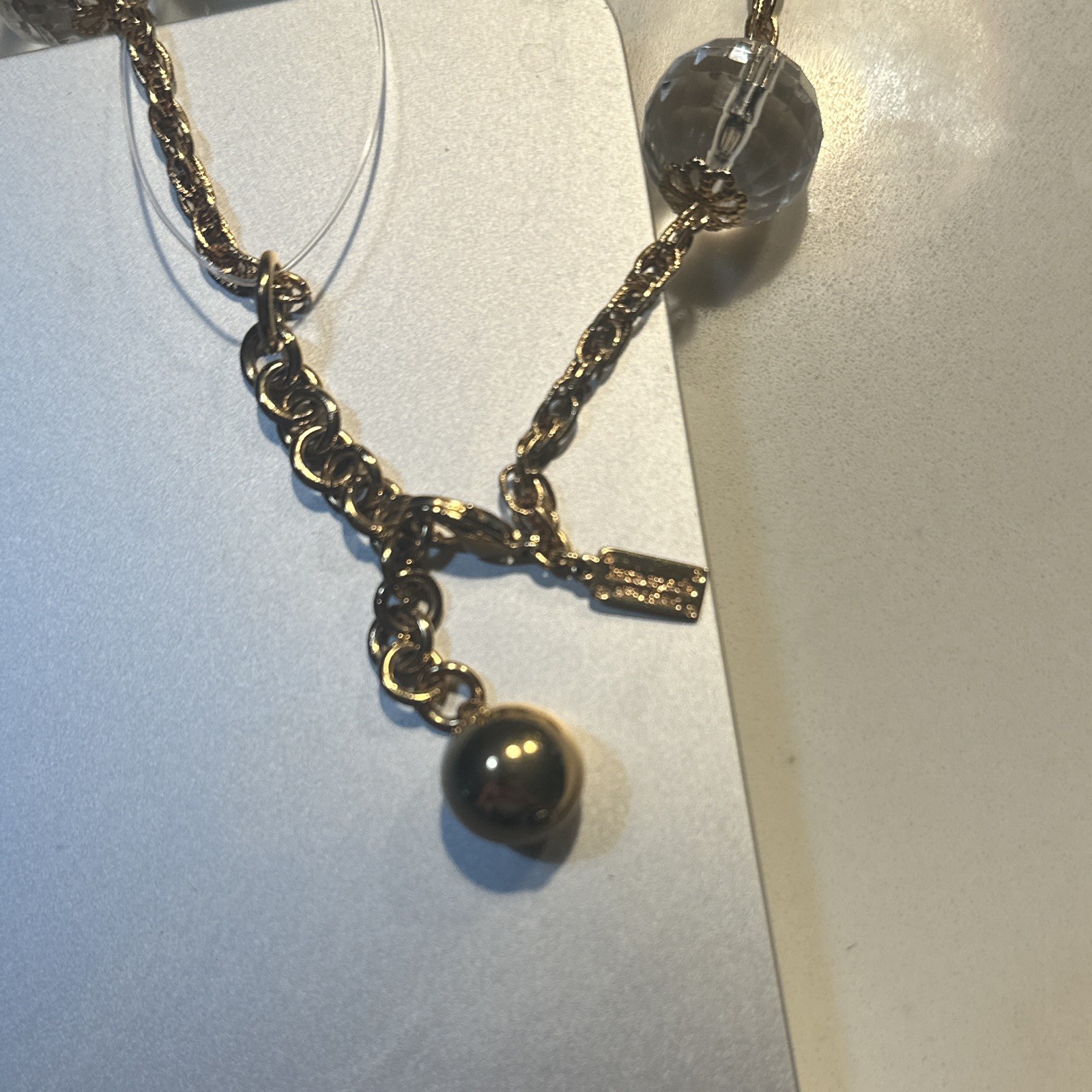 Kate spade Gold Tone Rope Chain Necklace with Clear Glass Beads, Toggle Closure