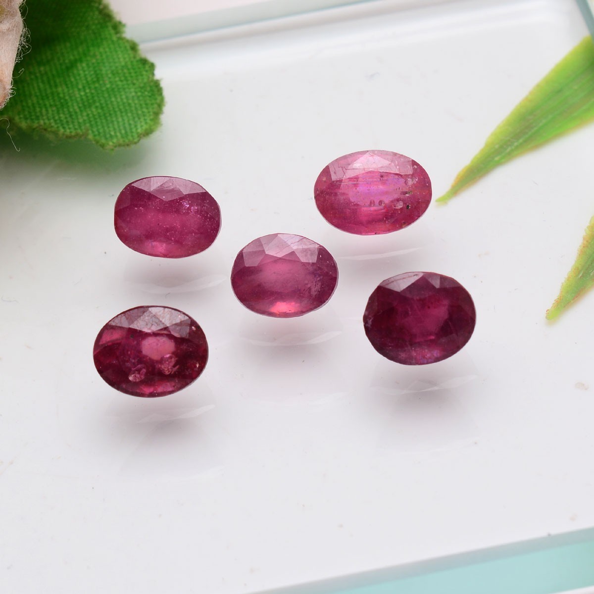 Royal Red~ Set Of 5 Pcs Natural Mozambique Ruby 9.72-10.33mm Oval Cut Gemstones