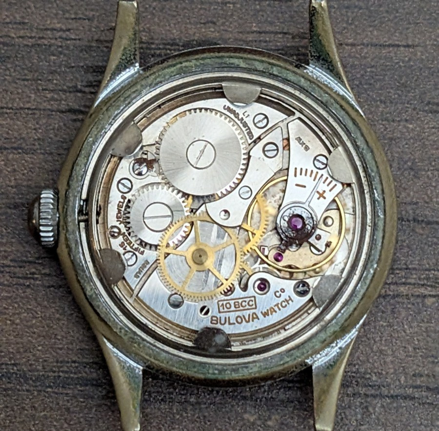 30mm 1950s Bulova 15 Jewels Field Manual Watch Red Hand. READ. Works. AS IS.