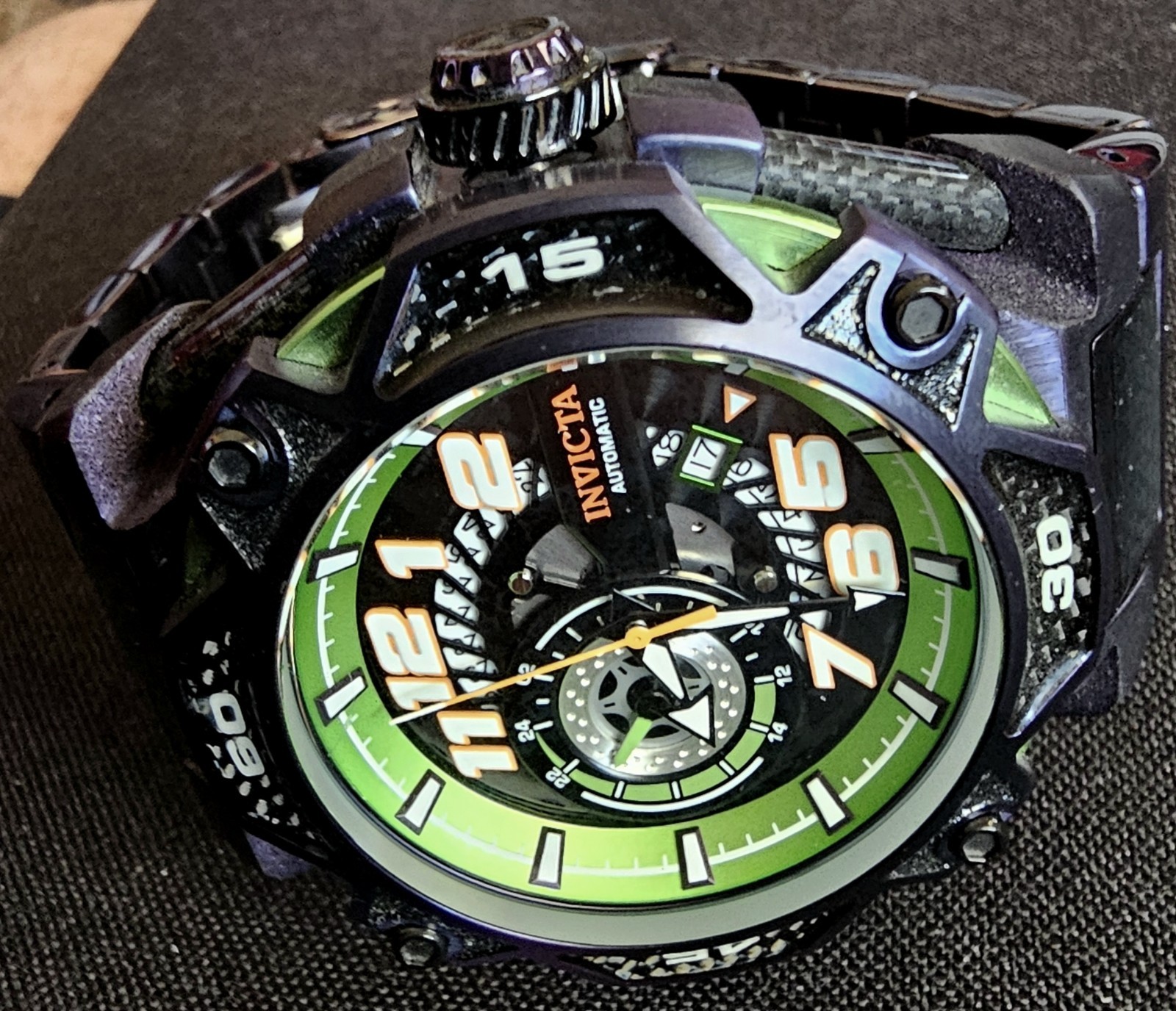 Invicta 36100 S1 RALLY Purple Green Chronograph Automatic Carbon Watch