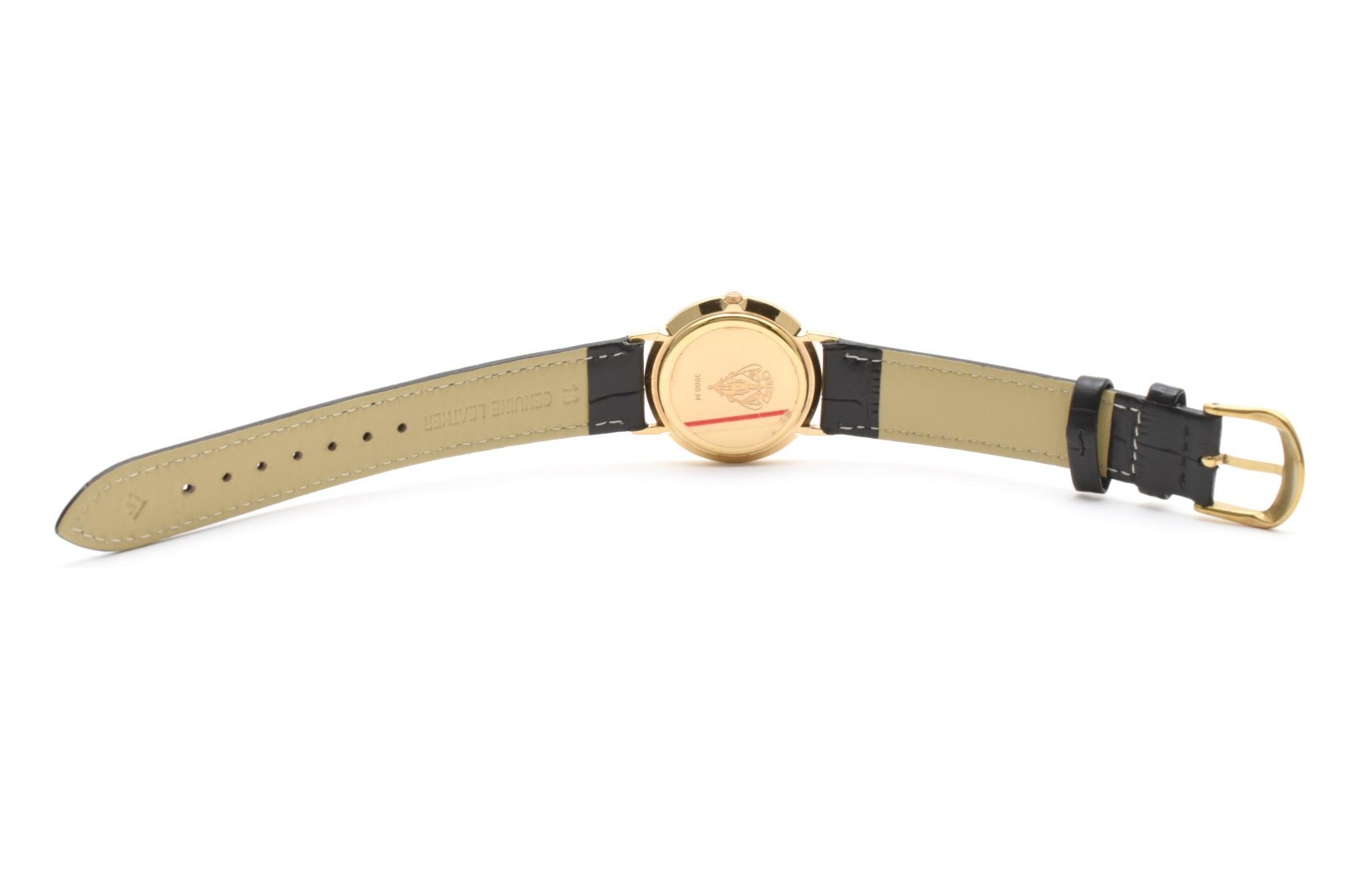 GUCCI 3000M Quartz Men’s Watch Black Dial Gold Roman Bezel Swiss Made