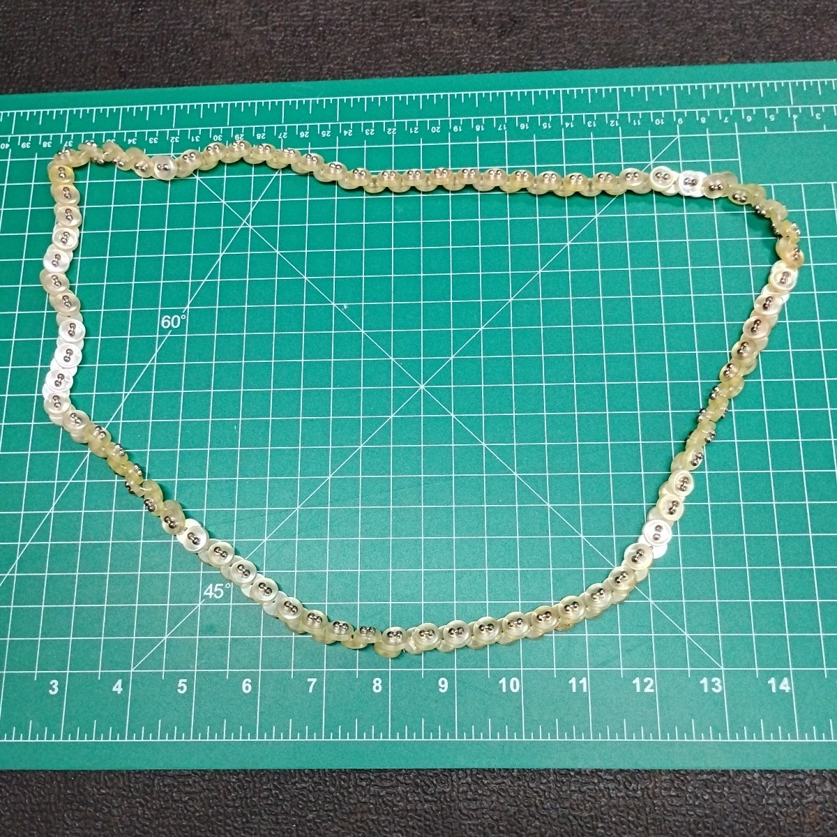 Vintage Transparent White Plastic Button Beaded 34″ Necklace