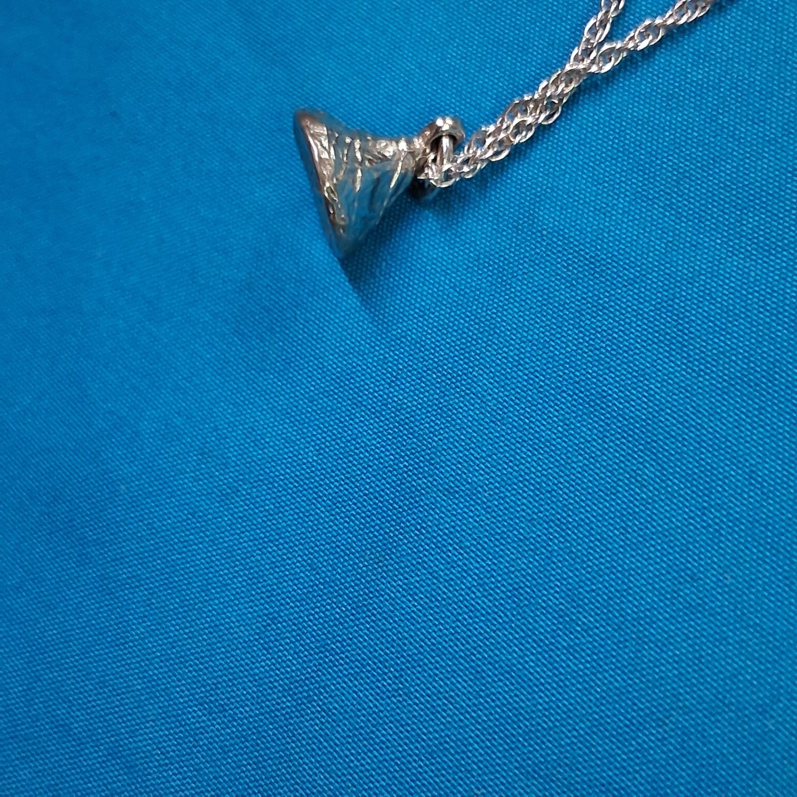 JCF STER Marked Polished Hershey Kiss Designed Pendant Double Chain Necklace