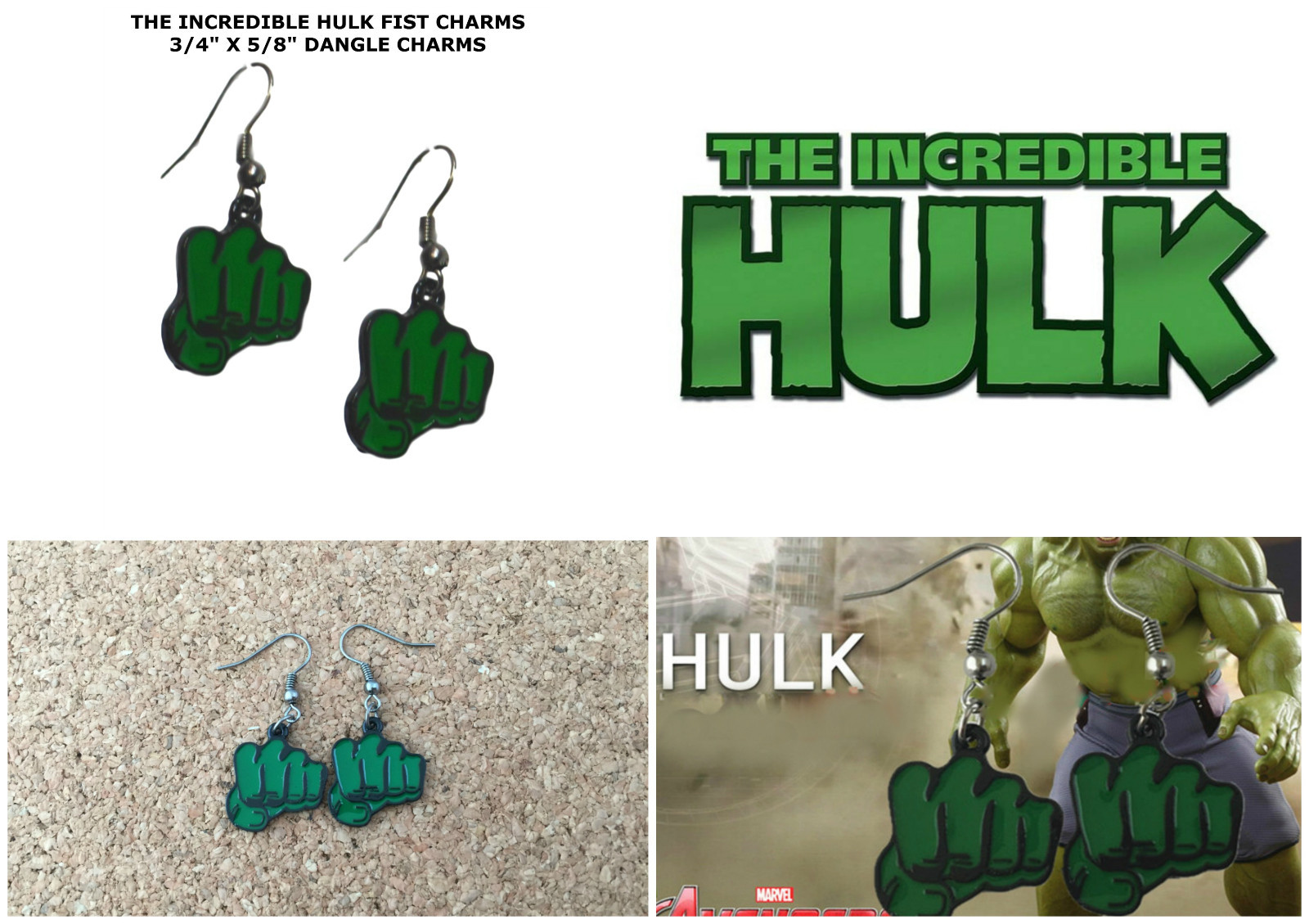 Marvel Comics Hulk Gamma Radiation Dangle Earrings W/Gift Box USA Seller