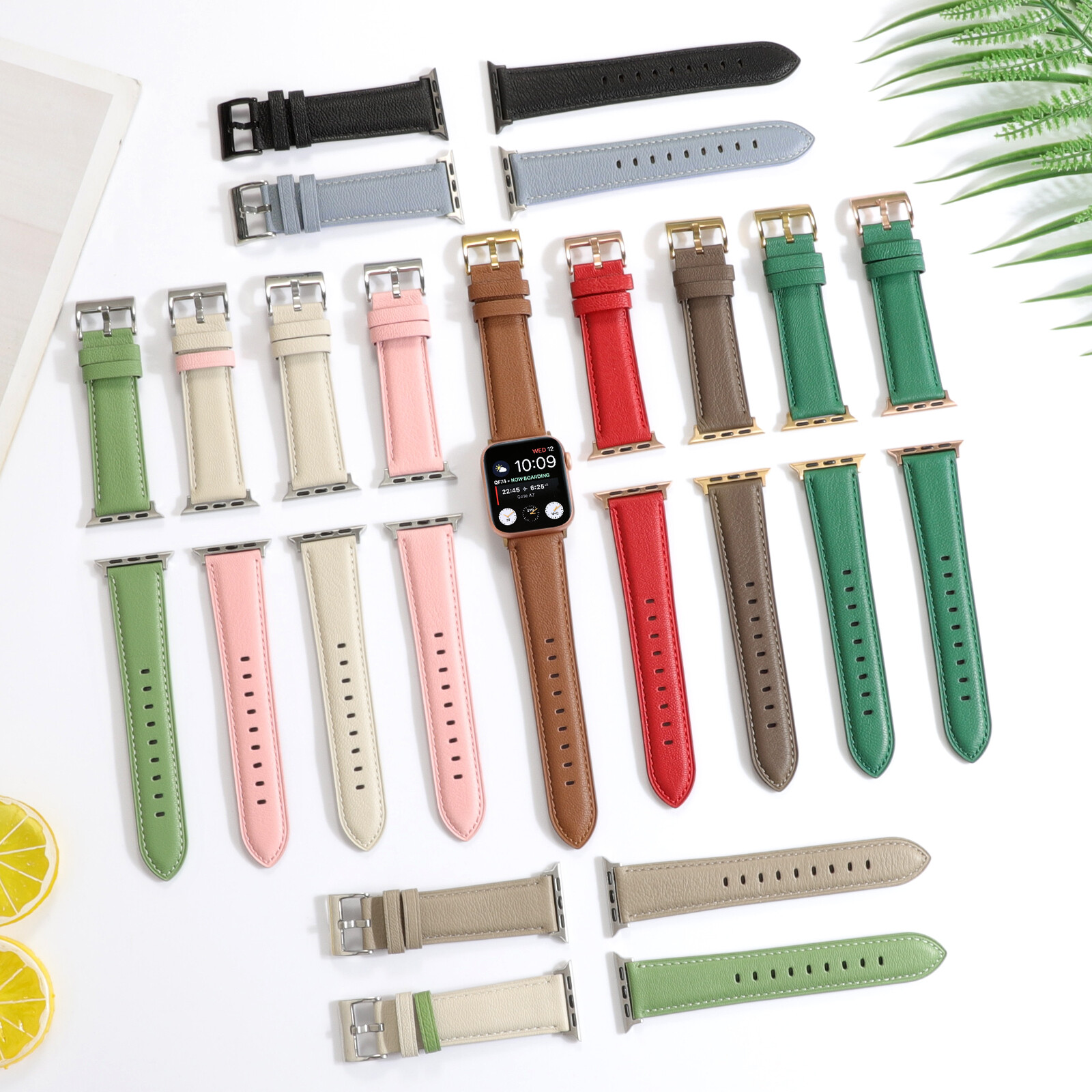 Classic Genuine Leather Wrist Band Strap For Apple Watch Series 10/9/8/7/6/5/SE