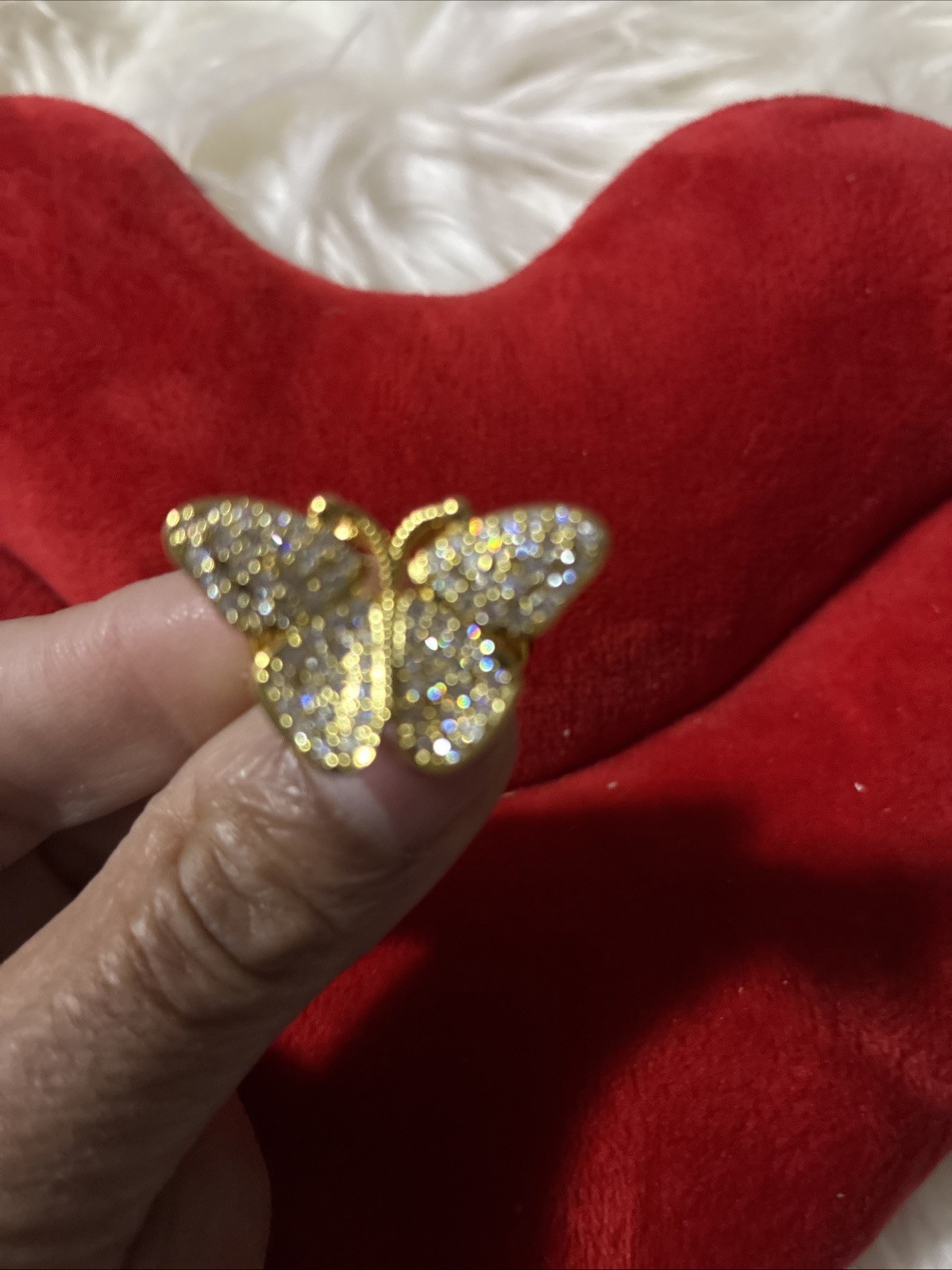 1.2 Karat Women’s Moissanite Butterfly Ring Size 6 Yellow Gold Over Brass