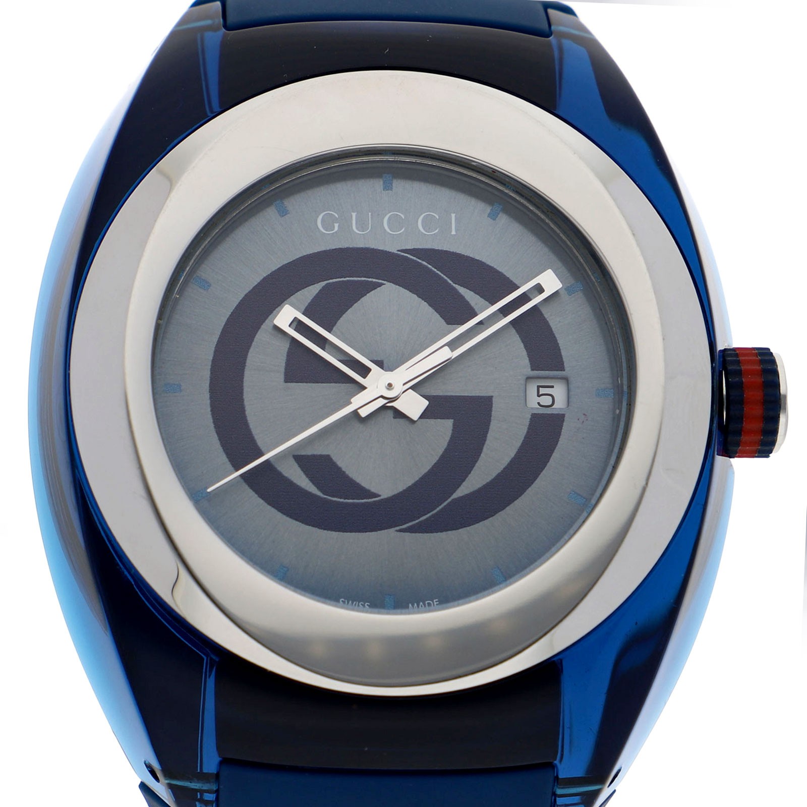 GUCCI YA137104A sink blue Dial Quartz Stainless Steel Rubber Men’s