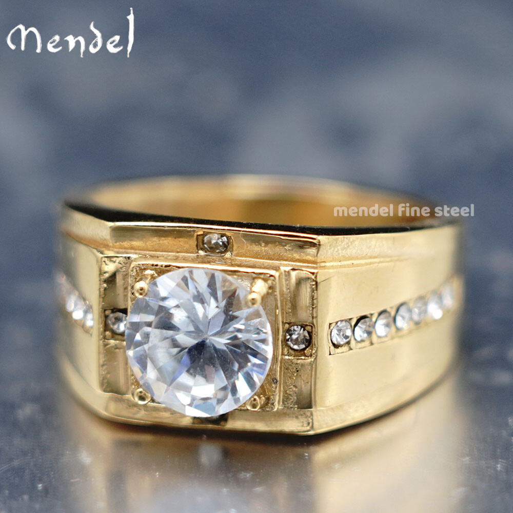 MENDEL Gold Plated Mens Wedding Engagement Band Ring Stainless Steel Size 7 8-15