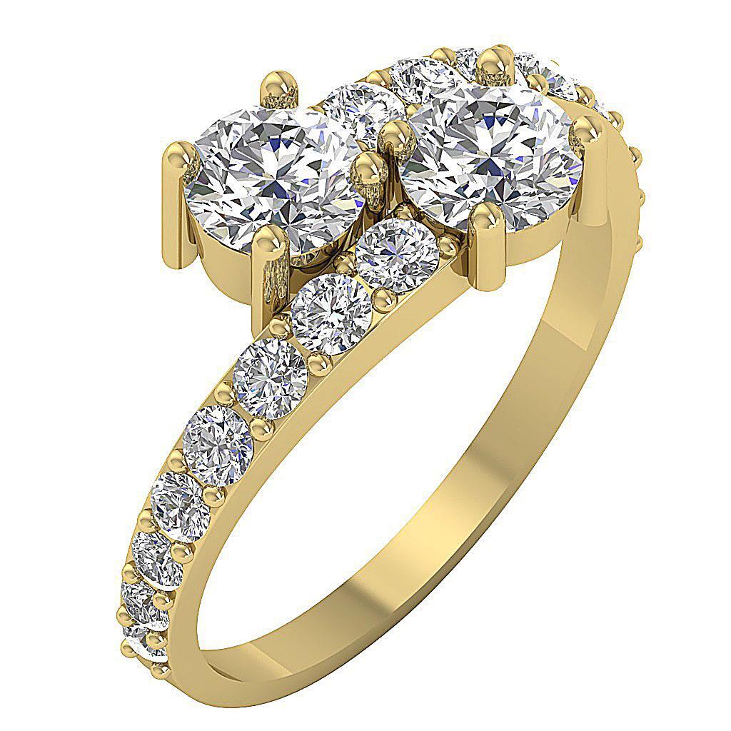 VS1 F 1.85 Carat Solitaire Ring Forever Us Two Stone Lab Grown Diamond 14K Gold