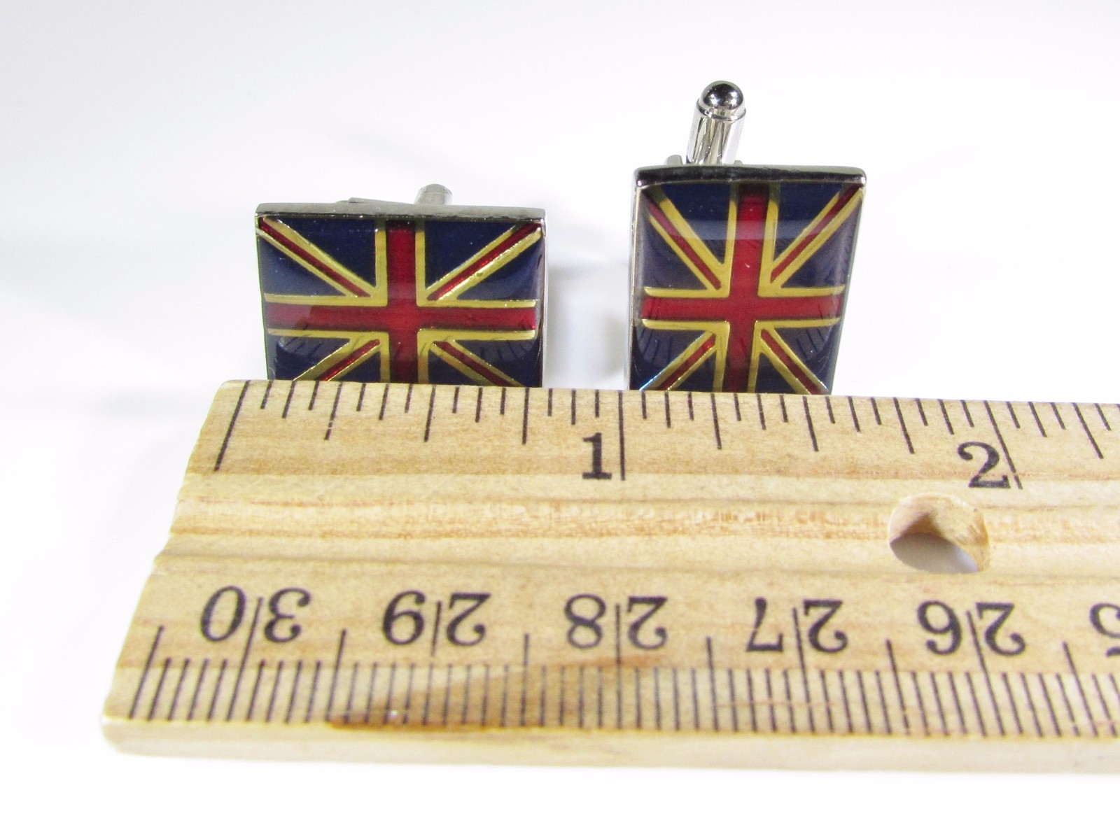 Silver Tone Cufflinks with United Kingdom Flag