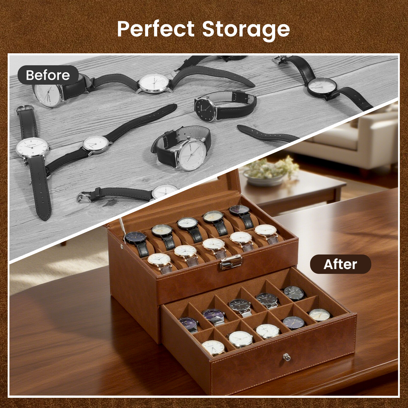 【Preloved】20 Slots Watch Box Watch Case PU Leather Jewelry Storage Display Case