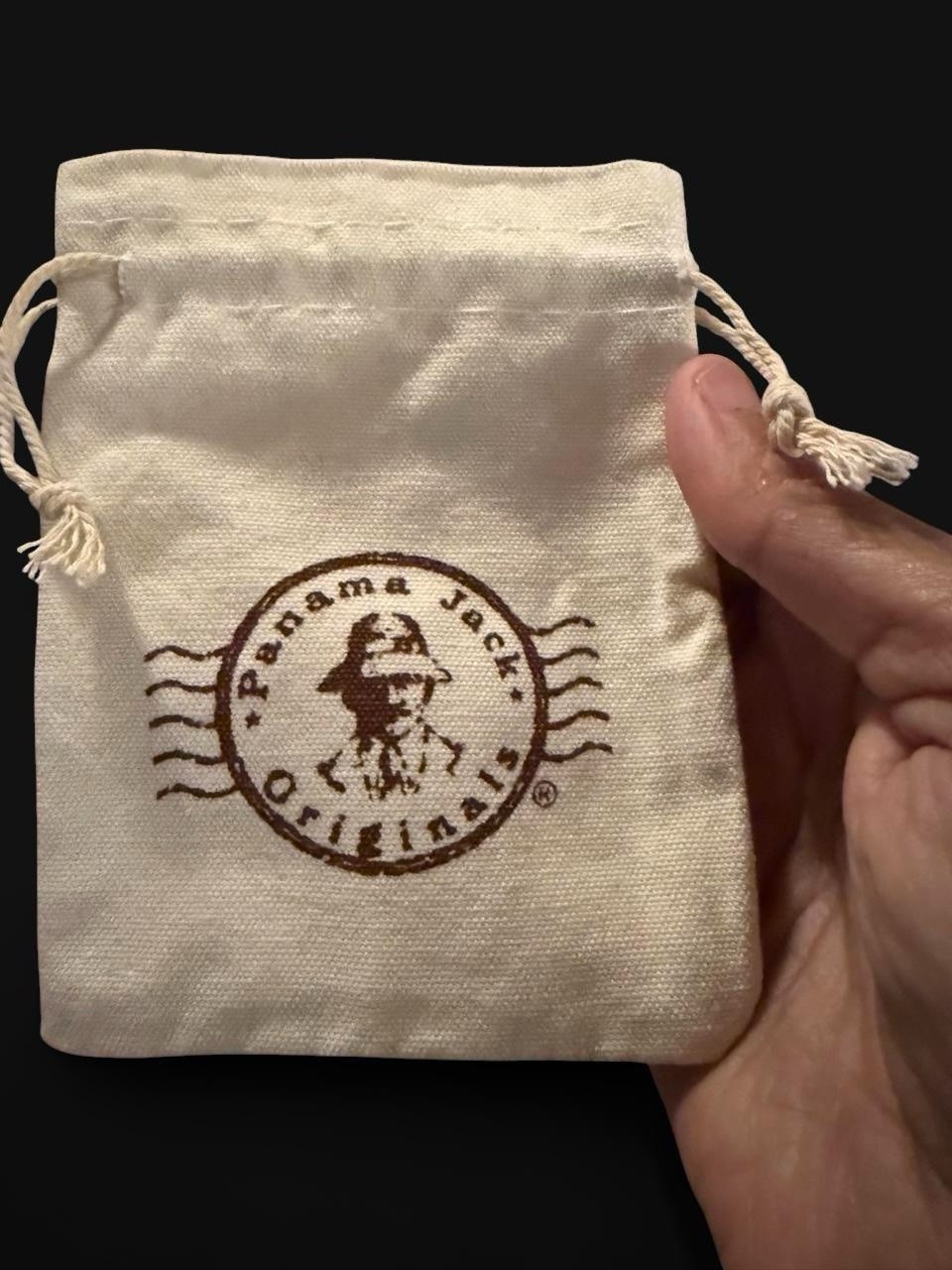 Panama Jack Beige Fabric Jewelry Pouch Bag Rectangle Logo Drawstring