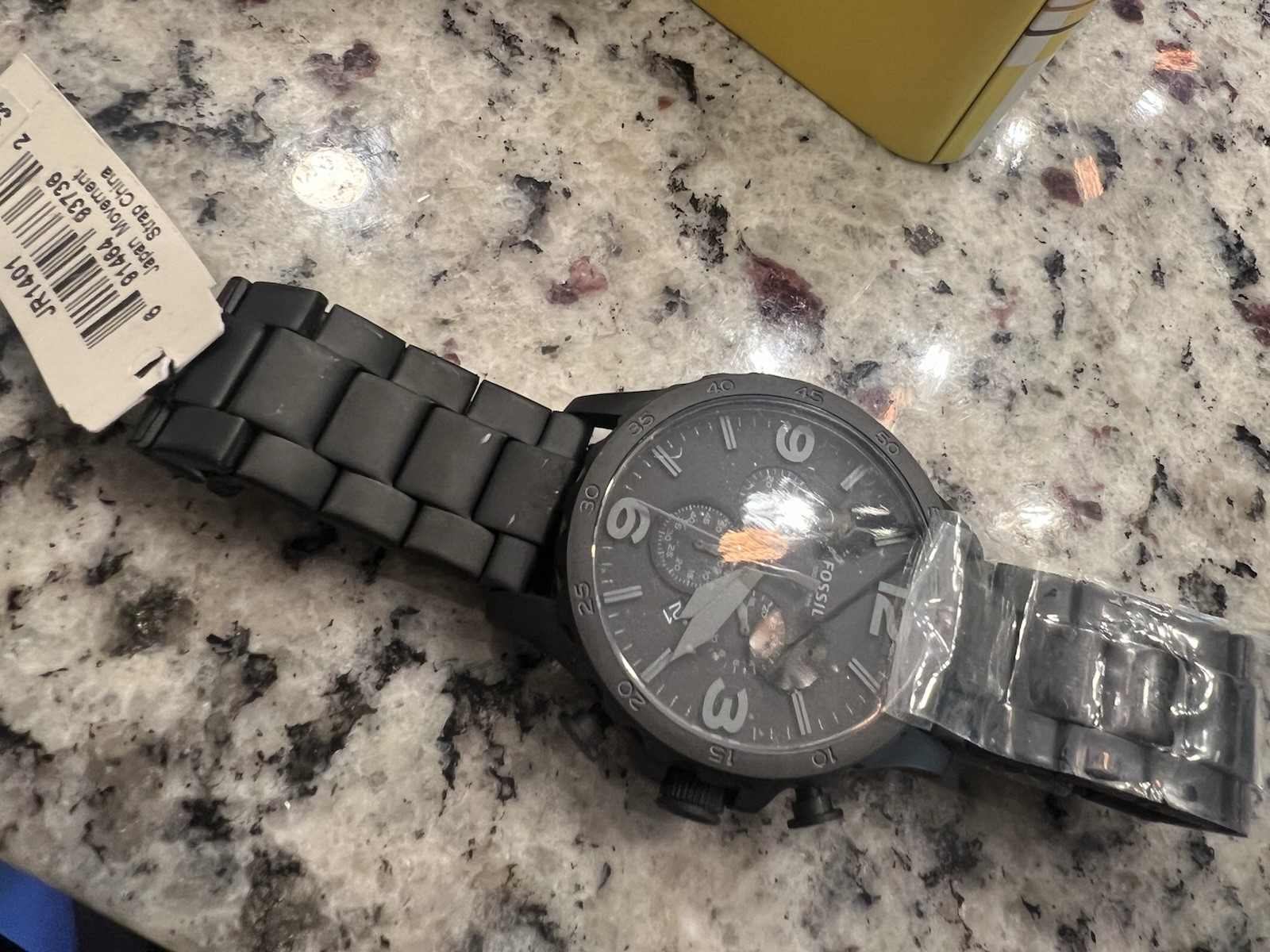 Fossil Nate Chronograph Men’s Watch Black Stainless Steel JR1401 NWT MSRP $195