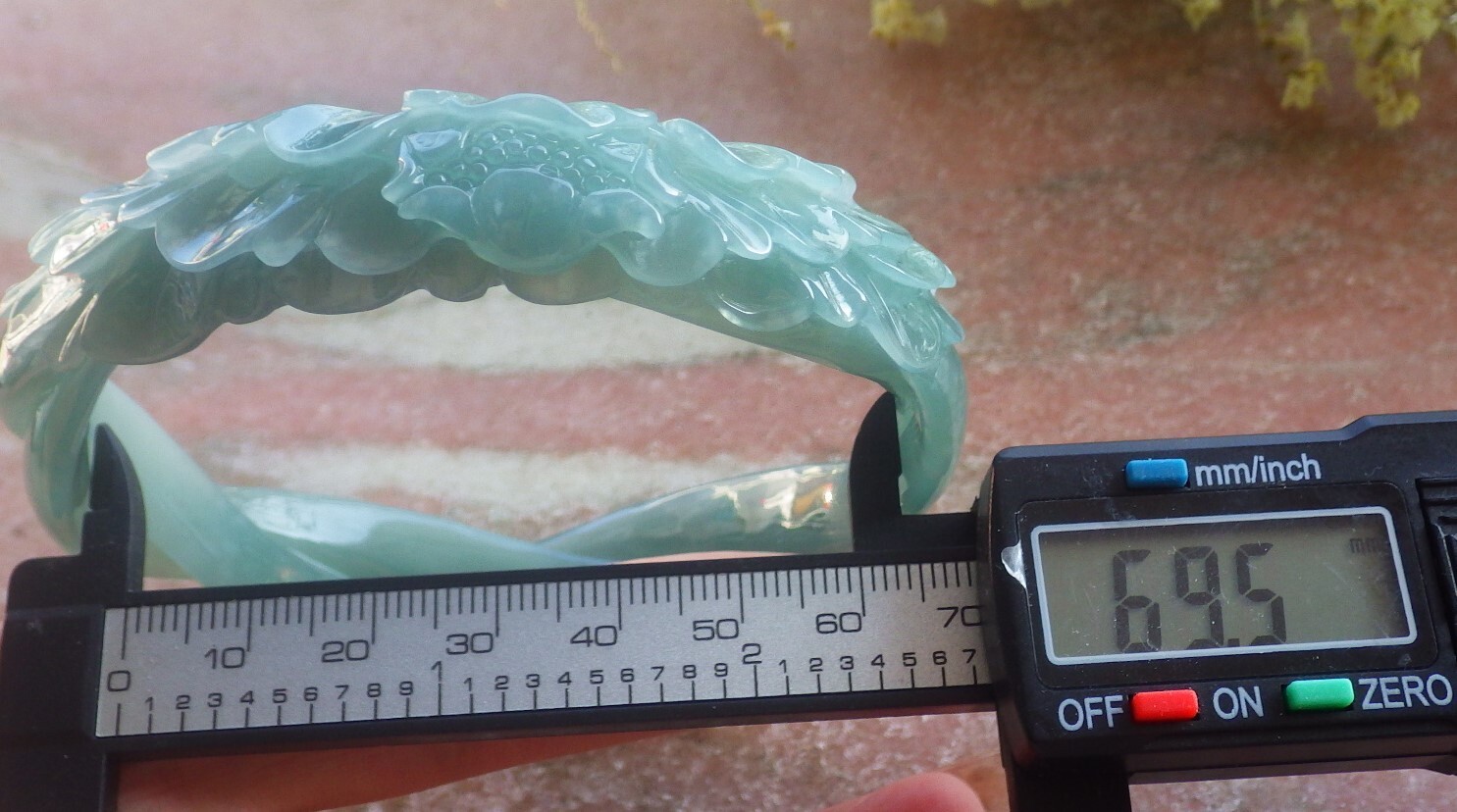 Video Certified Large Green A JADE Jadeite Flower Bangle Bracelet 69mm 200433 AS