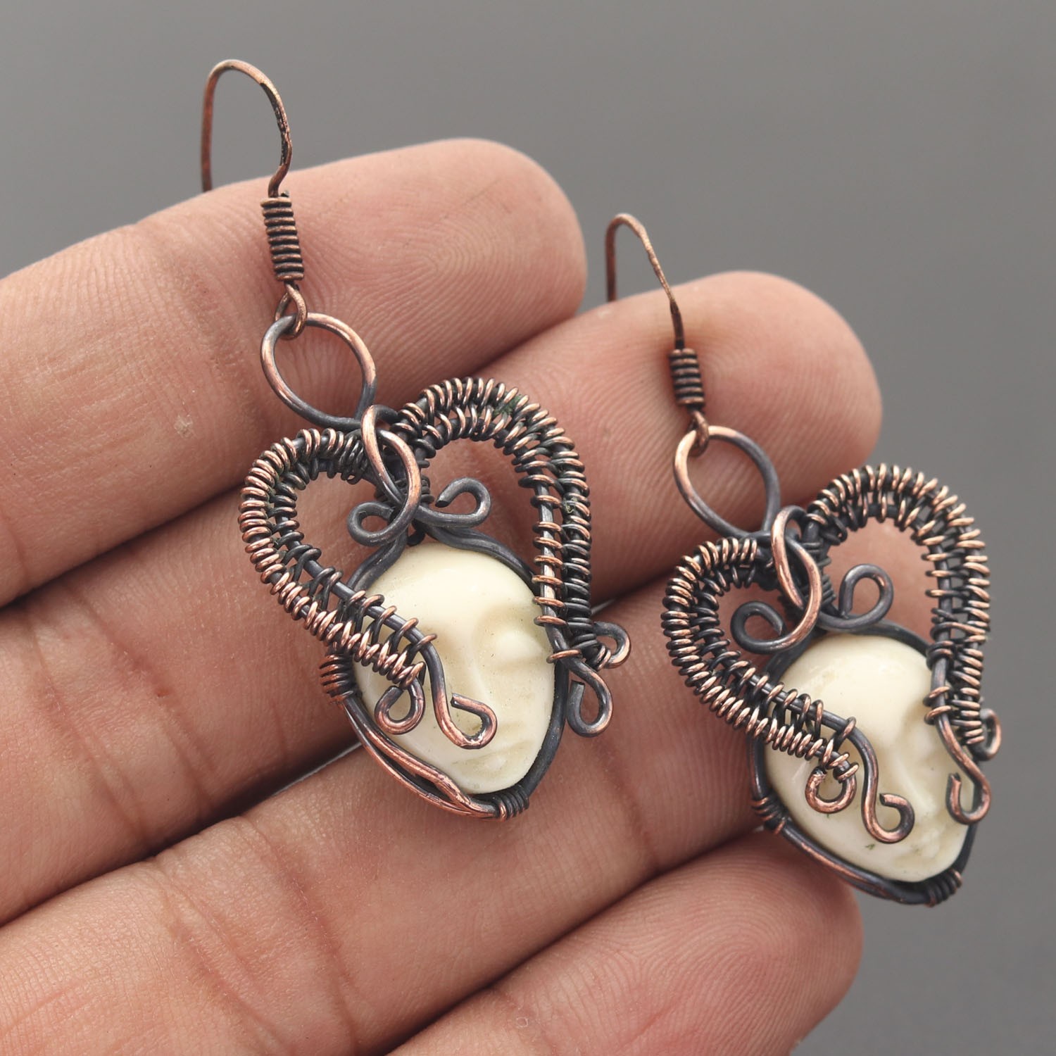 Acrylic Copper Wire Wrapped Handmade Earring Jewelry Gift For Event