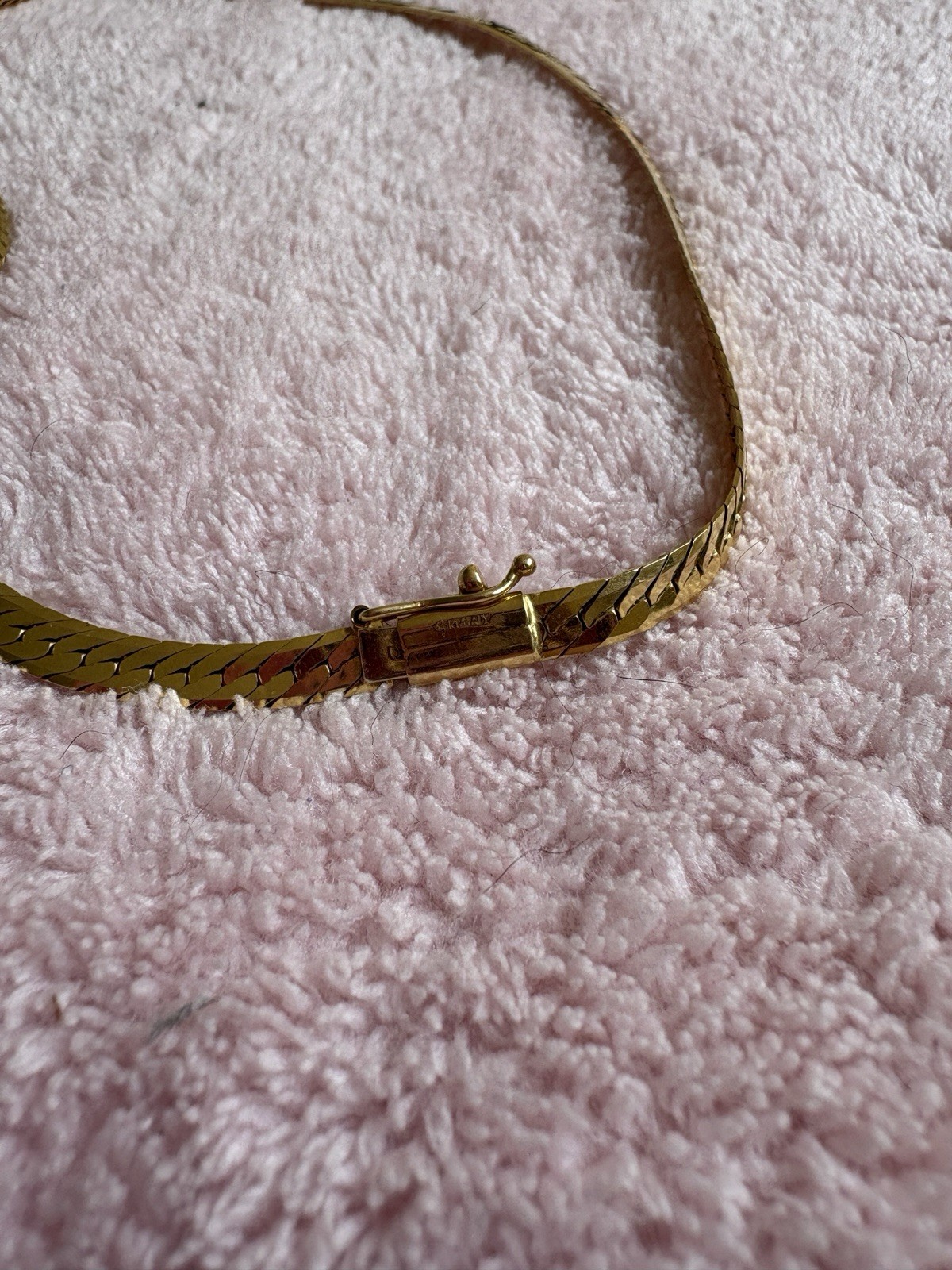 solid 14k yellow gold herringbone chain necklace