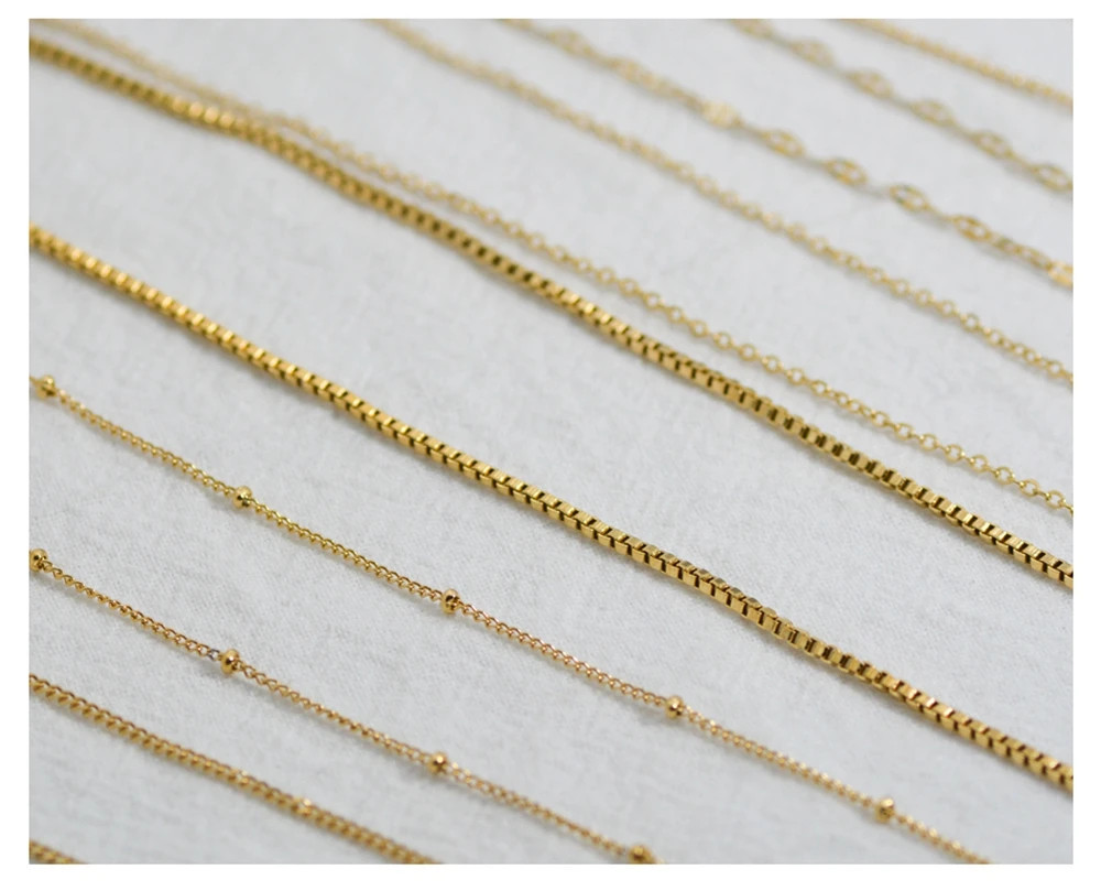 Classic Gold Stainless Steel Necklaces Simple DIY Basic Chains Jewelry
