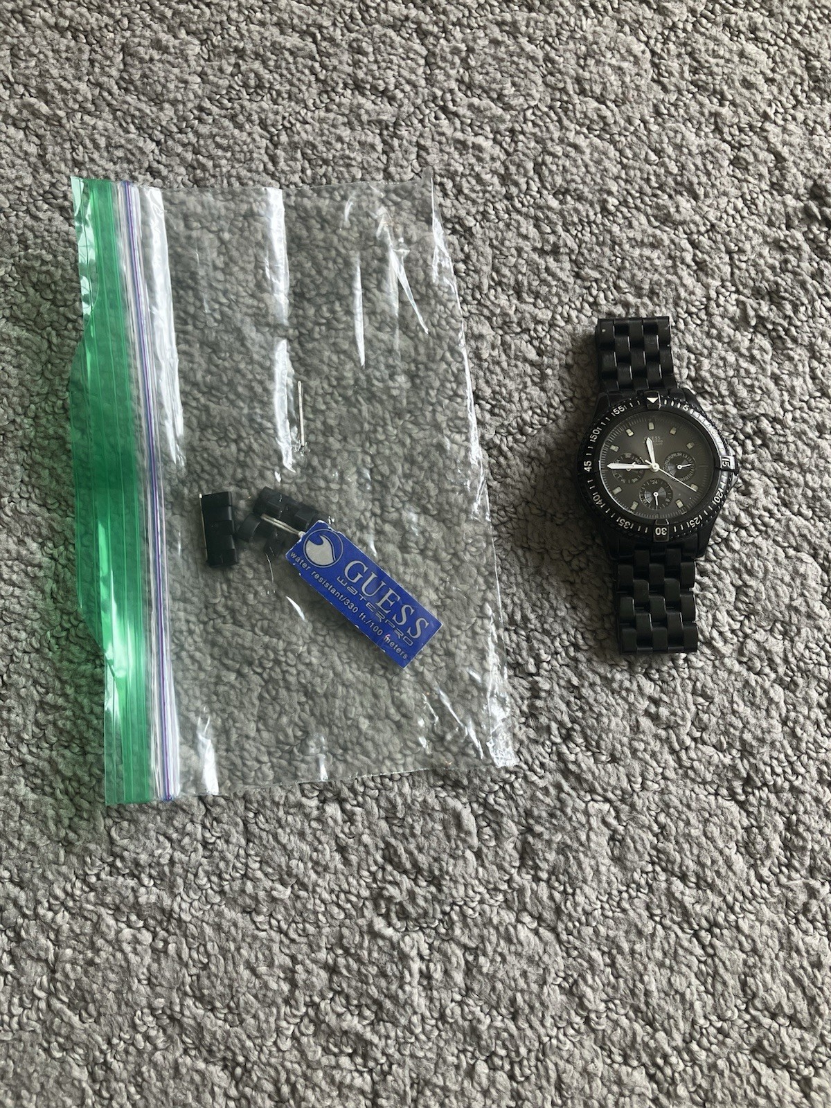 Guess Waterpro Black Men’s Watch 100M Model G95638G – Extreme Wear And Tear