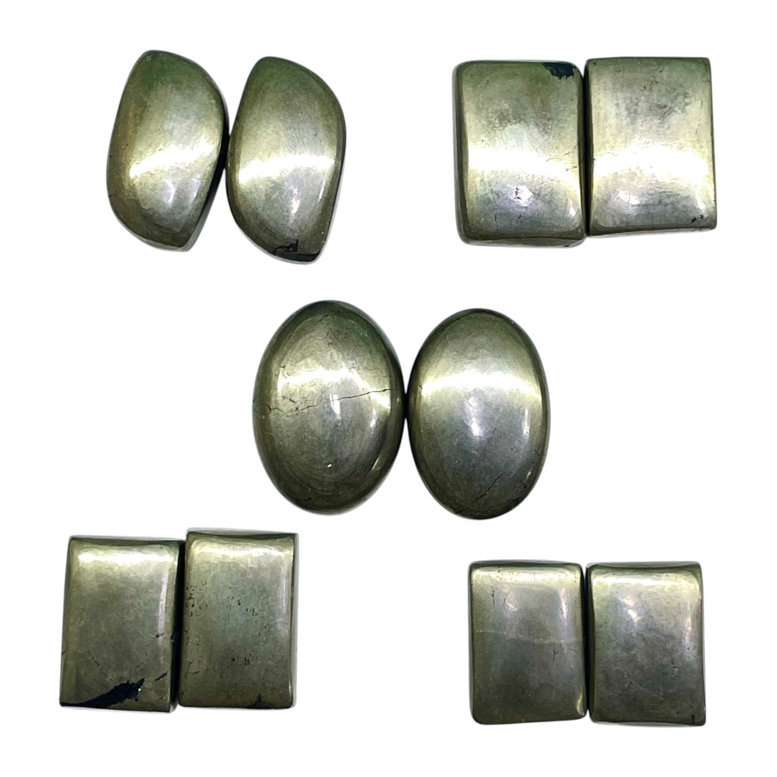 10 Pcs Natural Pyrite Cabochon 20-27mm Loose Golden Metallic Luster Gemstones