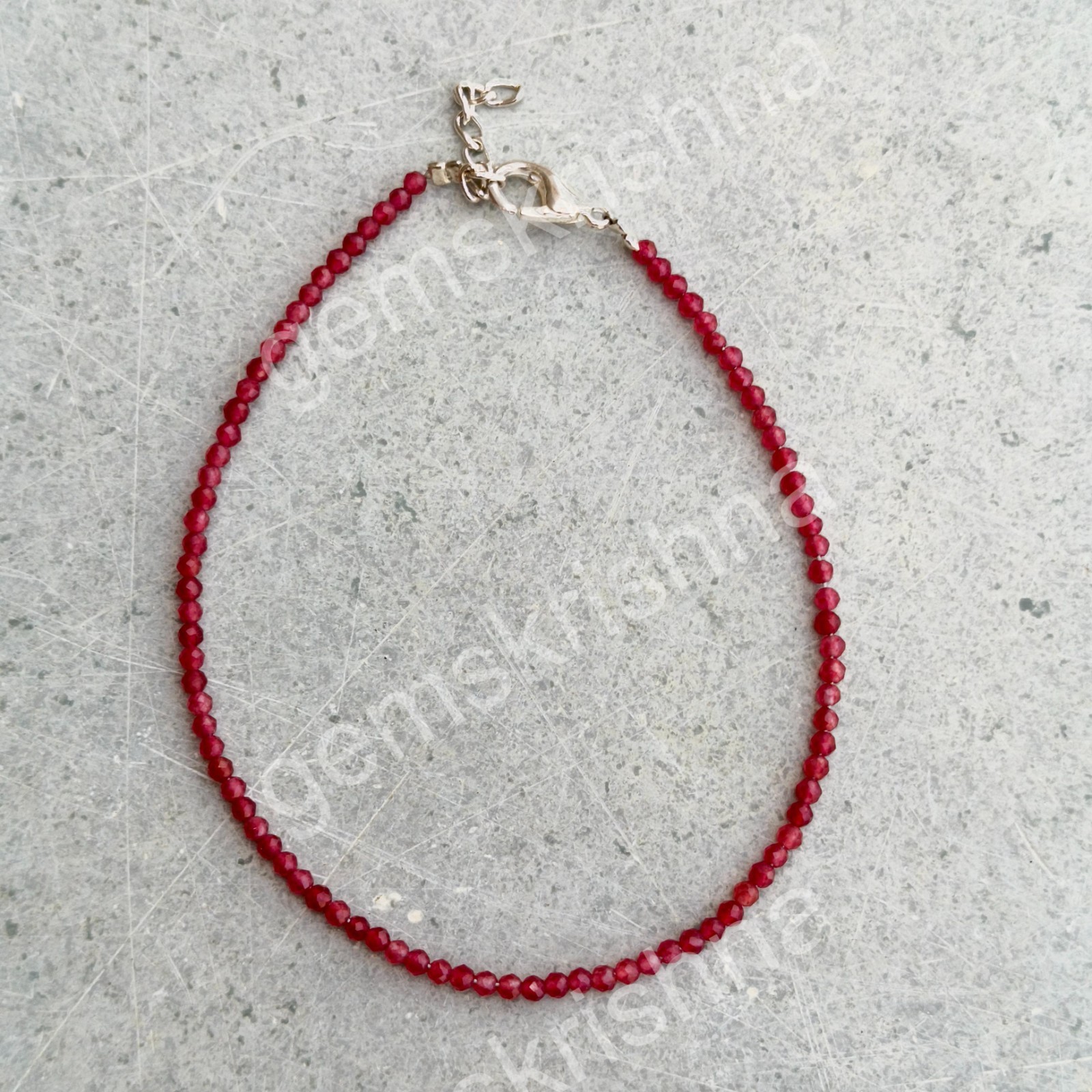 Natural Ruby 2mm Beaded Bracelet | Dainty Red Gemstone Bracelet for Women | Min