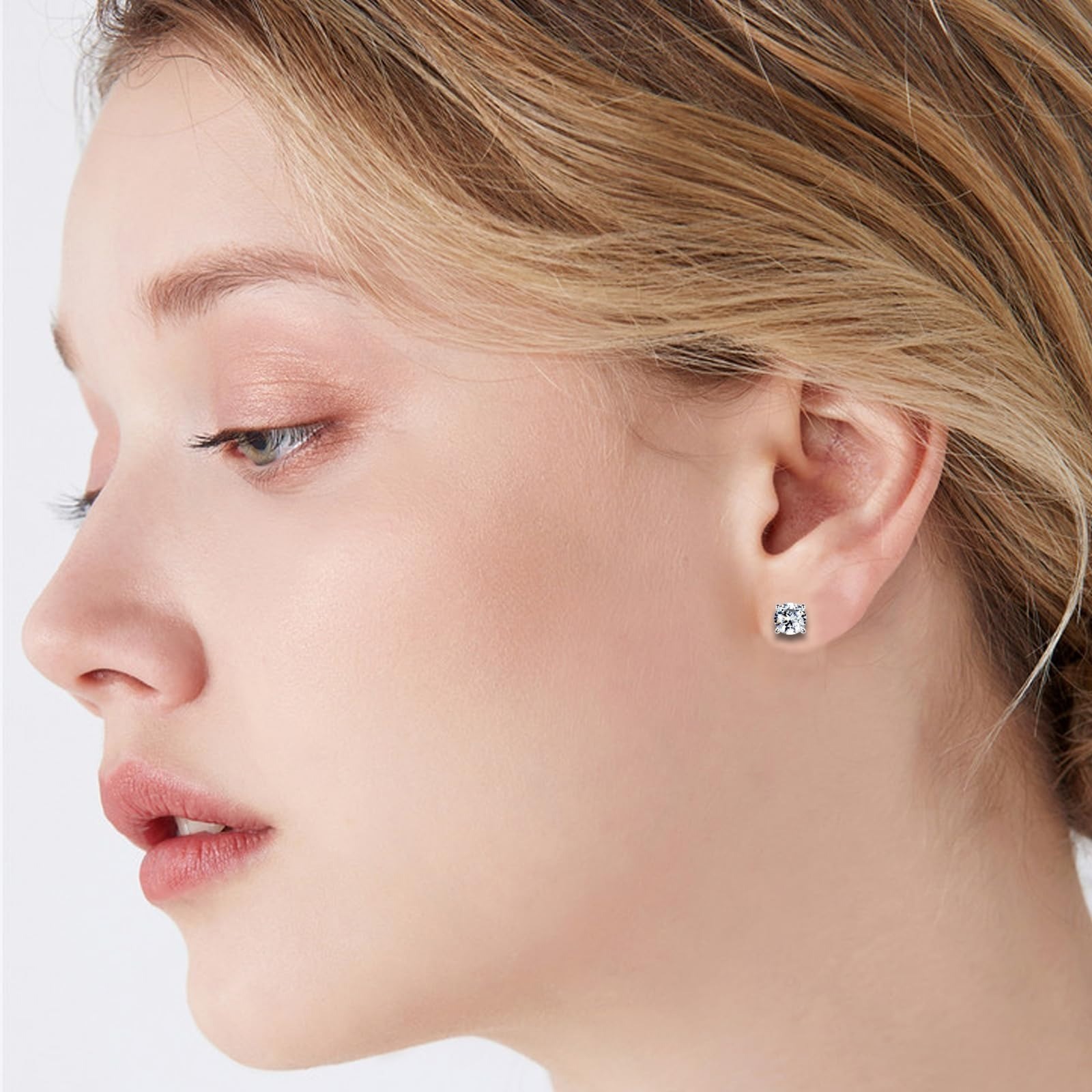 Magnetic Stud Earrings 2 Pairs Stainless Steel Non-Piercing CZ Unisex