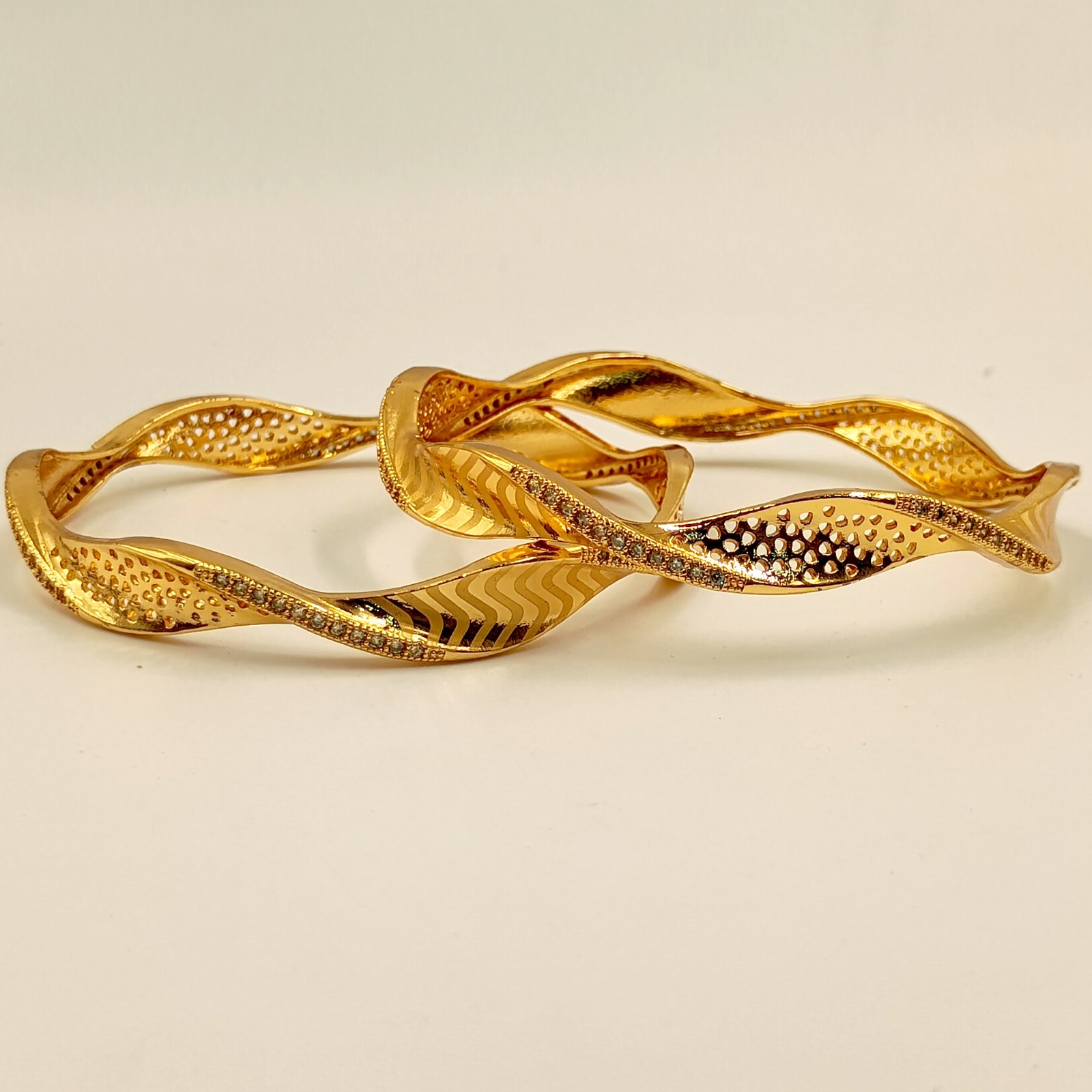 Stunning CZ Bangle Set 22k Rose Gold Plated Fashion Jewelry for Women & Girls