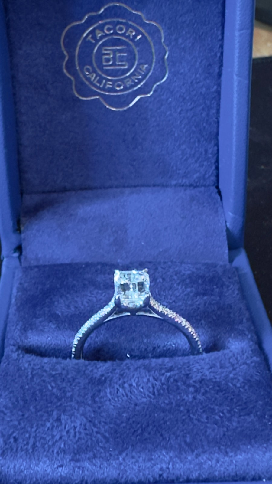 Tacori 1.01ct D VS2 Emerald Cut Diamond Engagement Ring GIA 18K Wht. Gold Sz 6.5