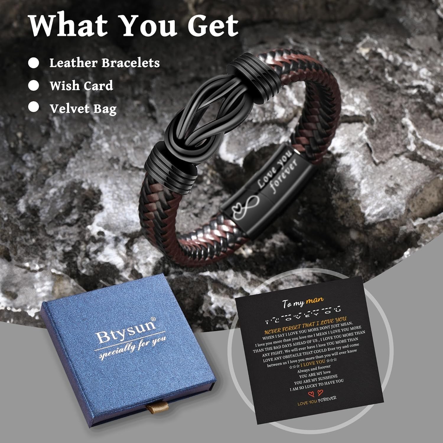 Inspirational Leather Bracelet – Size 9 – Perfect Gift for Him on Any Occasion