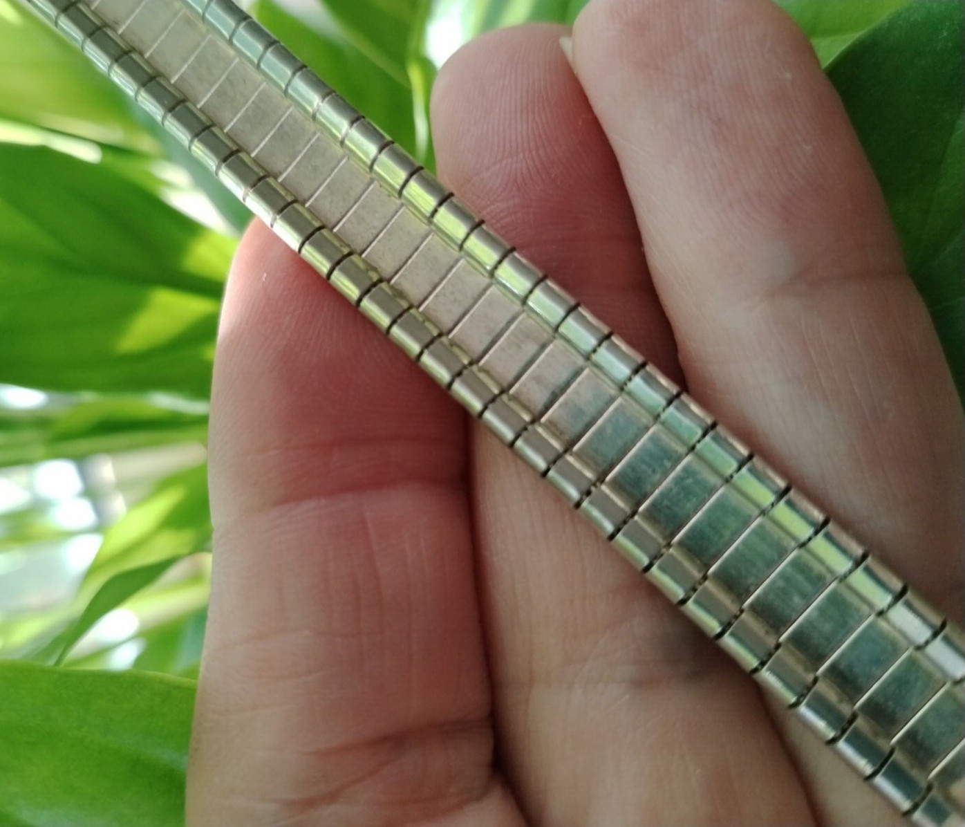 QVC Milor Italy 925 Silver Omega Style Flexible Bracelet / Tongue & Grove Catch