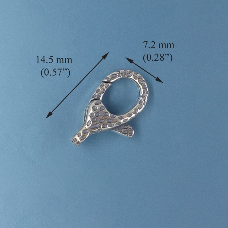 Sterling Silver Hammered Textured Lobster Claw Clasp Connector 14.5mm #44075