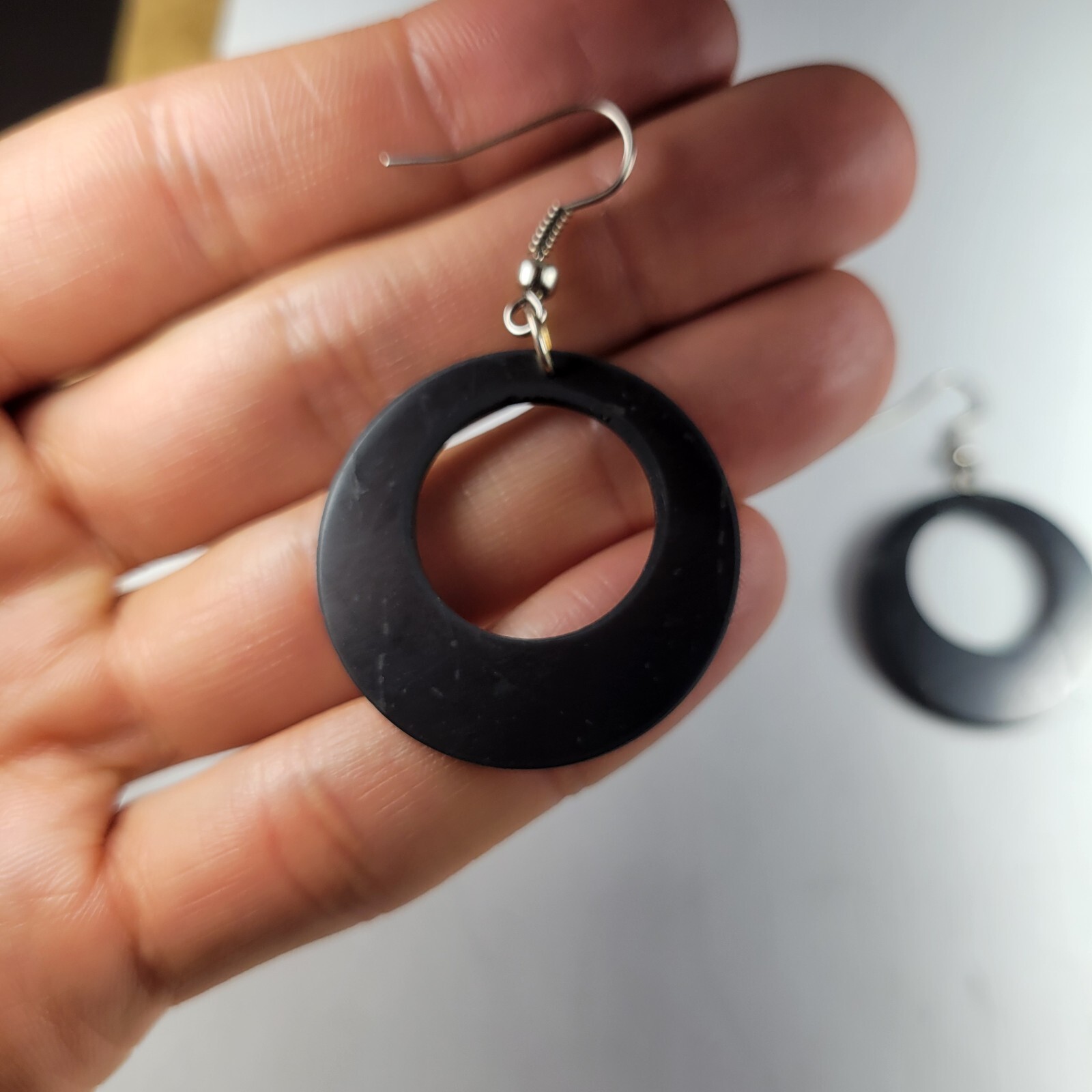 Shungite Earrings EMF 5G Wi Fi Protection Jewelry – Double Circle – 1 pair