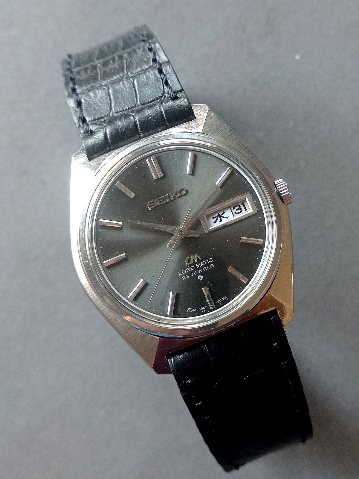 Vintage 1969 Seiko Lord Matic 5606-7000 Sun Grey Dial